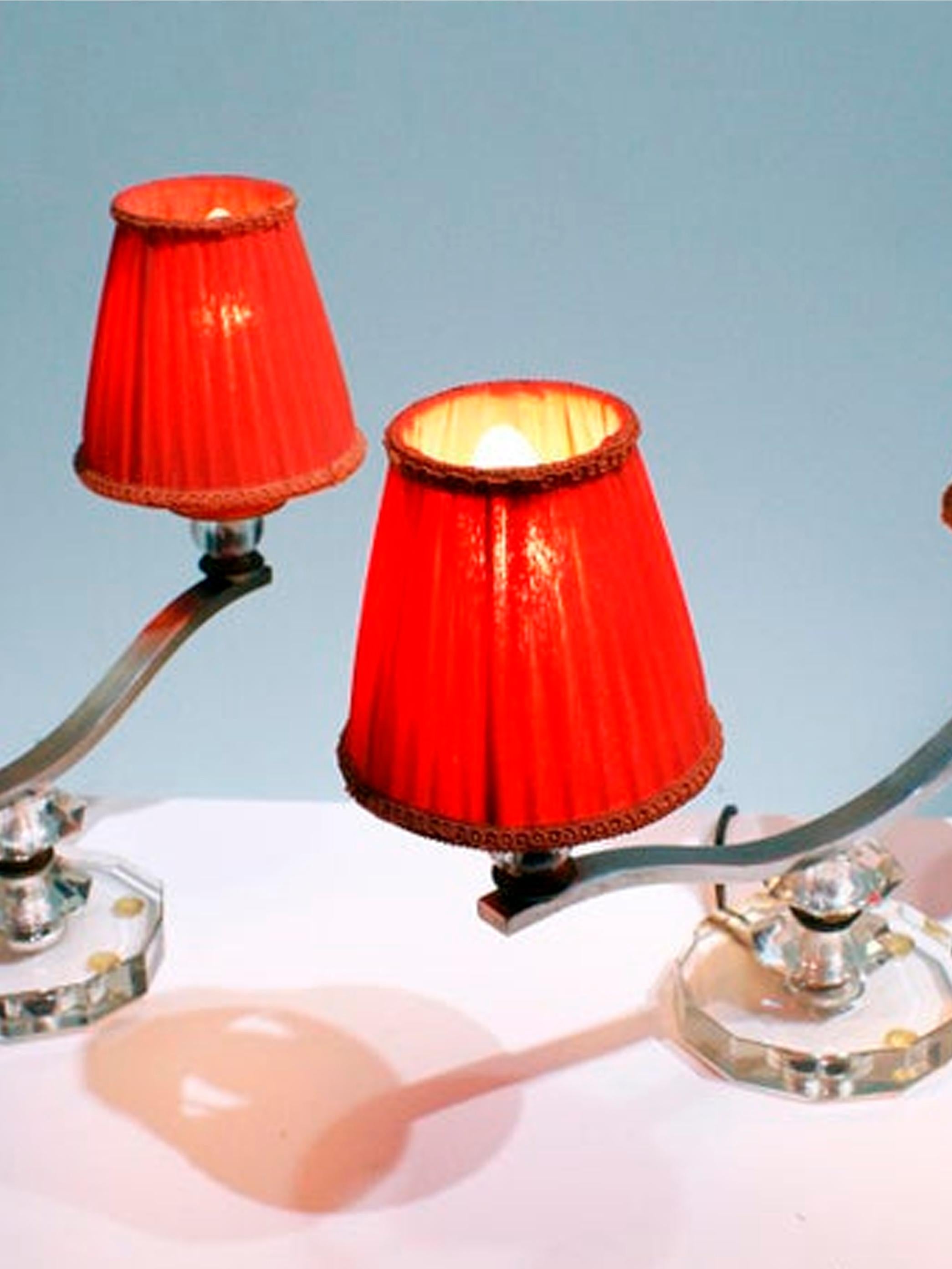 Silvered Stunning Pair of Art Deco Table Lamp in the Style of Jules Leleu For Sale