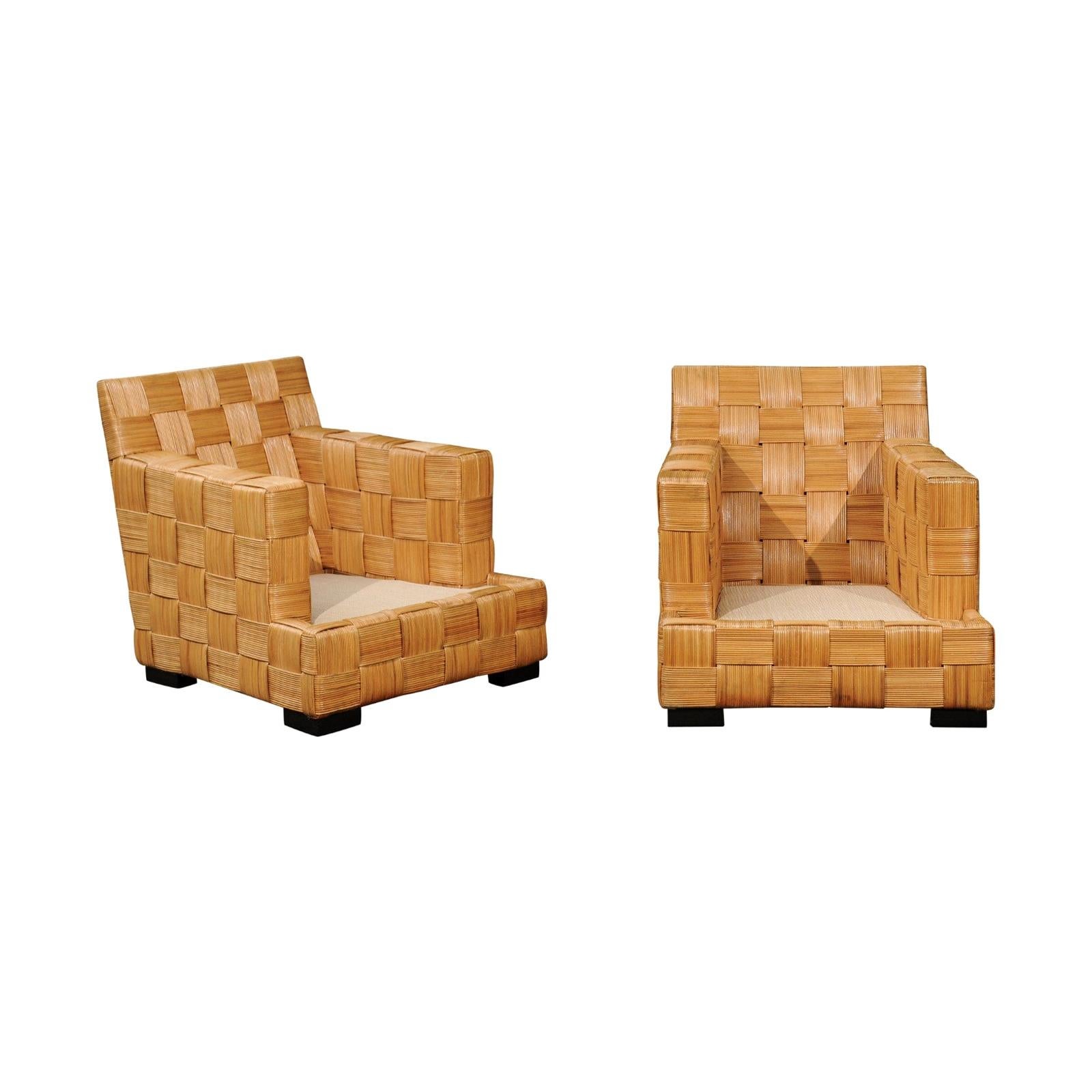 Stunning Pair of Block Island Club Chairs by John Hutton for Donghia - 2 Pair