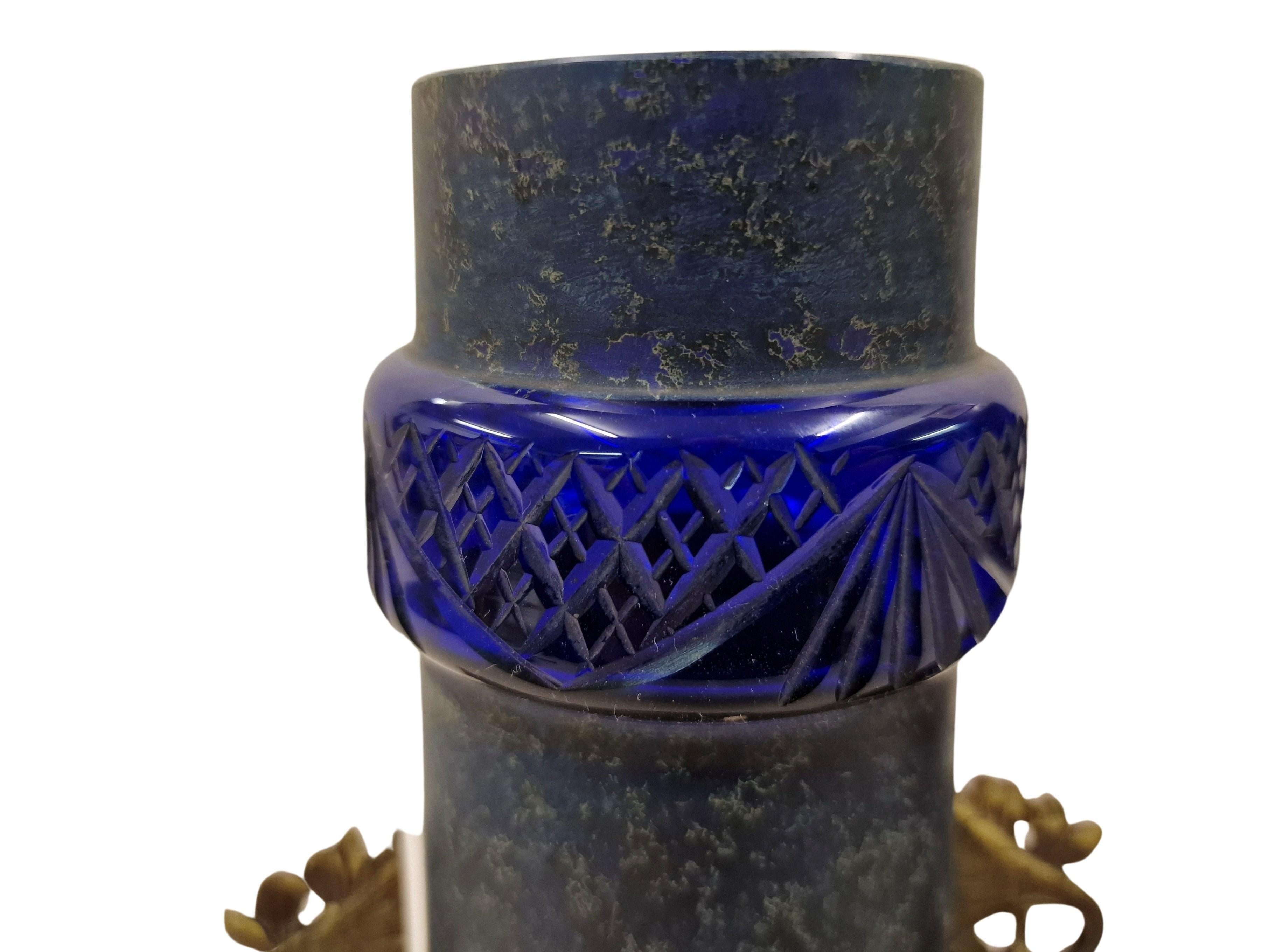 Stunning Pair of Blue Vases, Glass, Bronze, circa 1900, Jugendstil / Art Nouveau 3