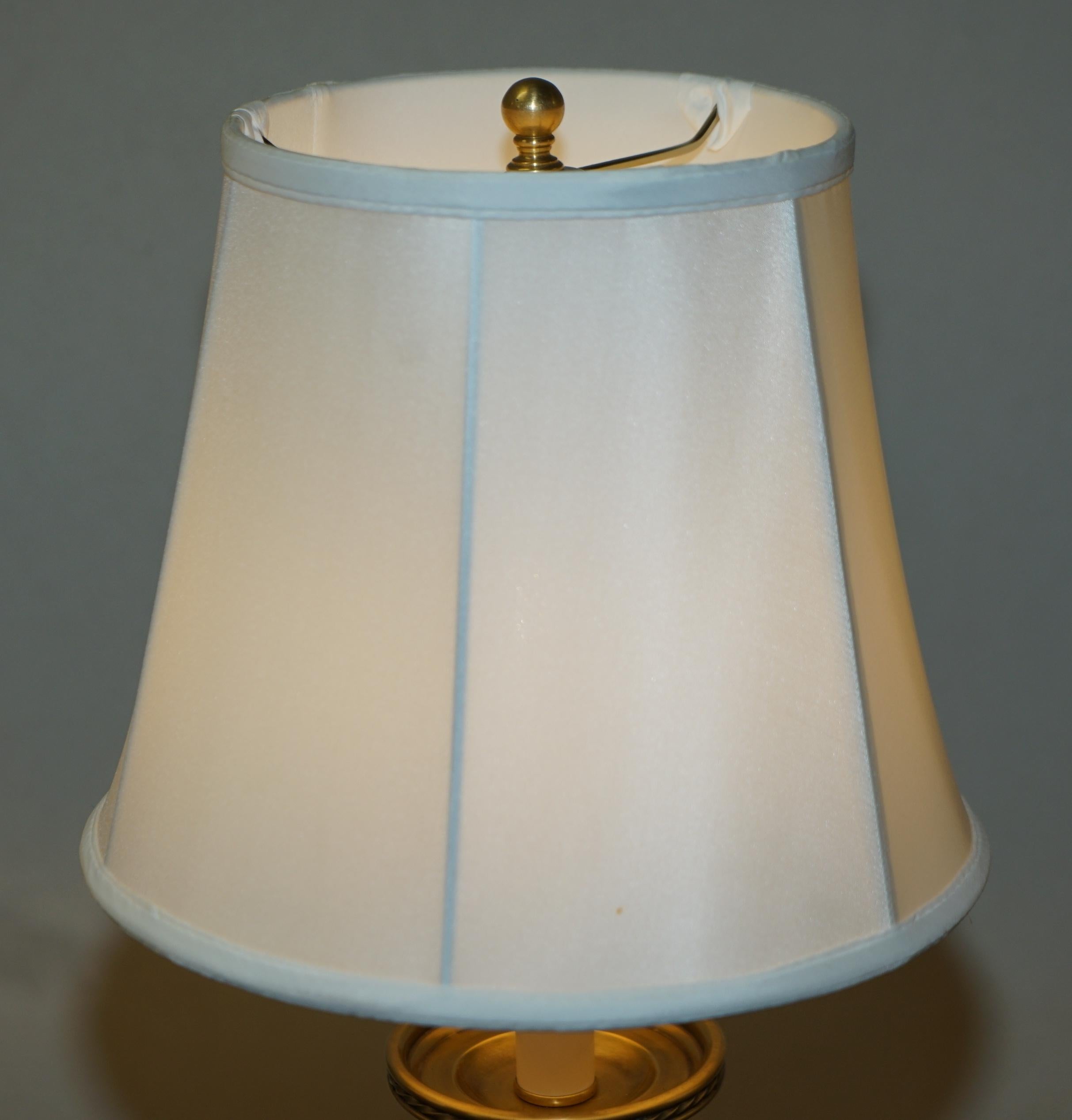 Stunning Pair of Brand New Tall Brass Ralph Lauren Gilt Turned Table Desk Lamps 12