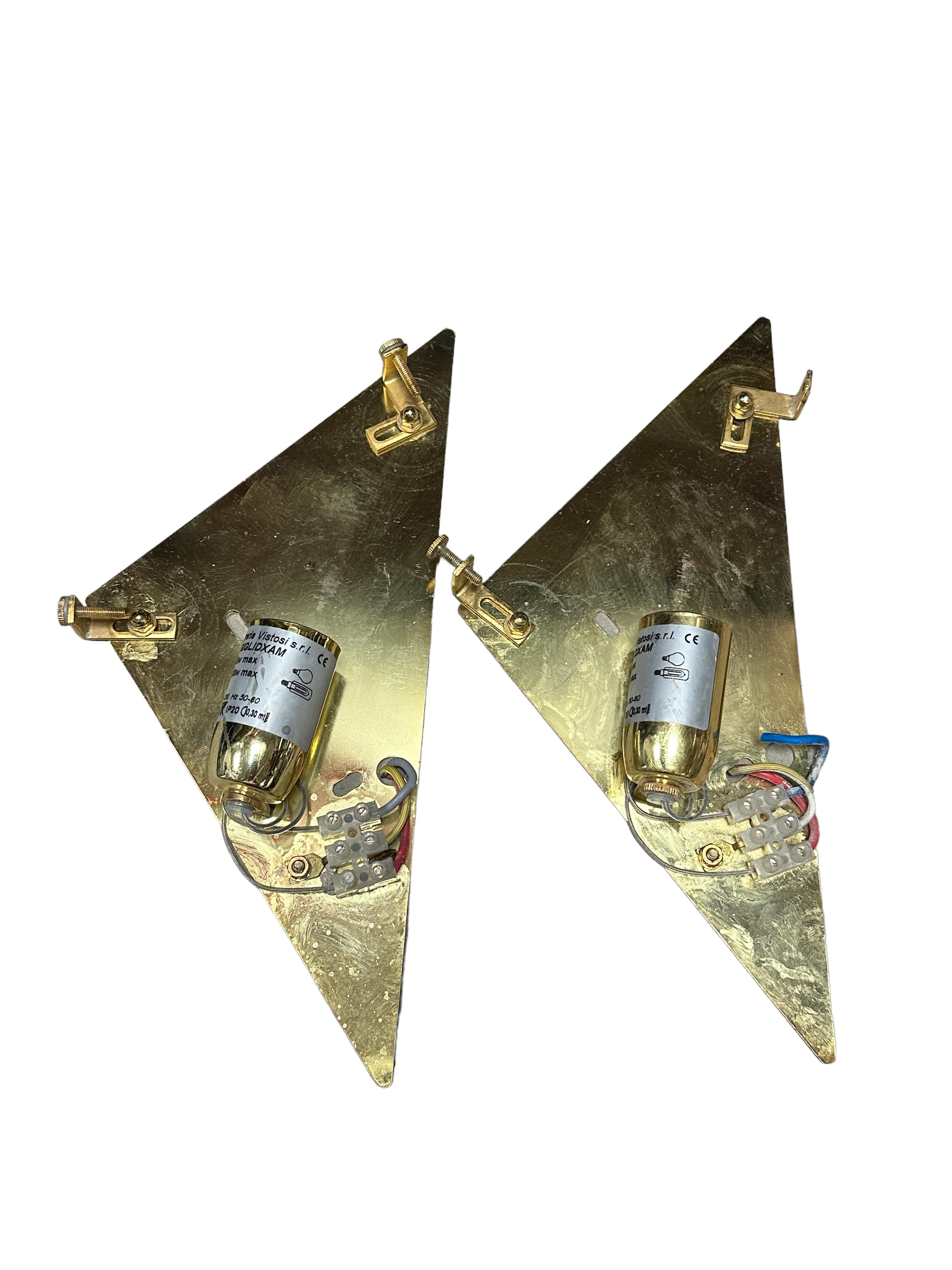 Stunning Pair of Brass and Murano Glass Cornucopia Shell Sconces, Italy, 1980s For Sale 6