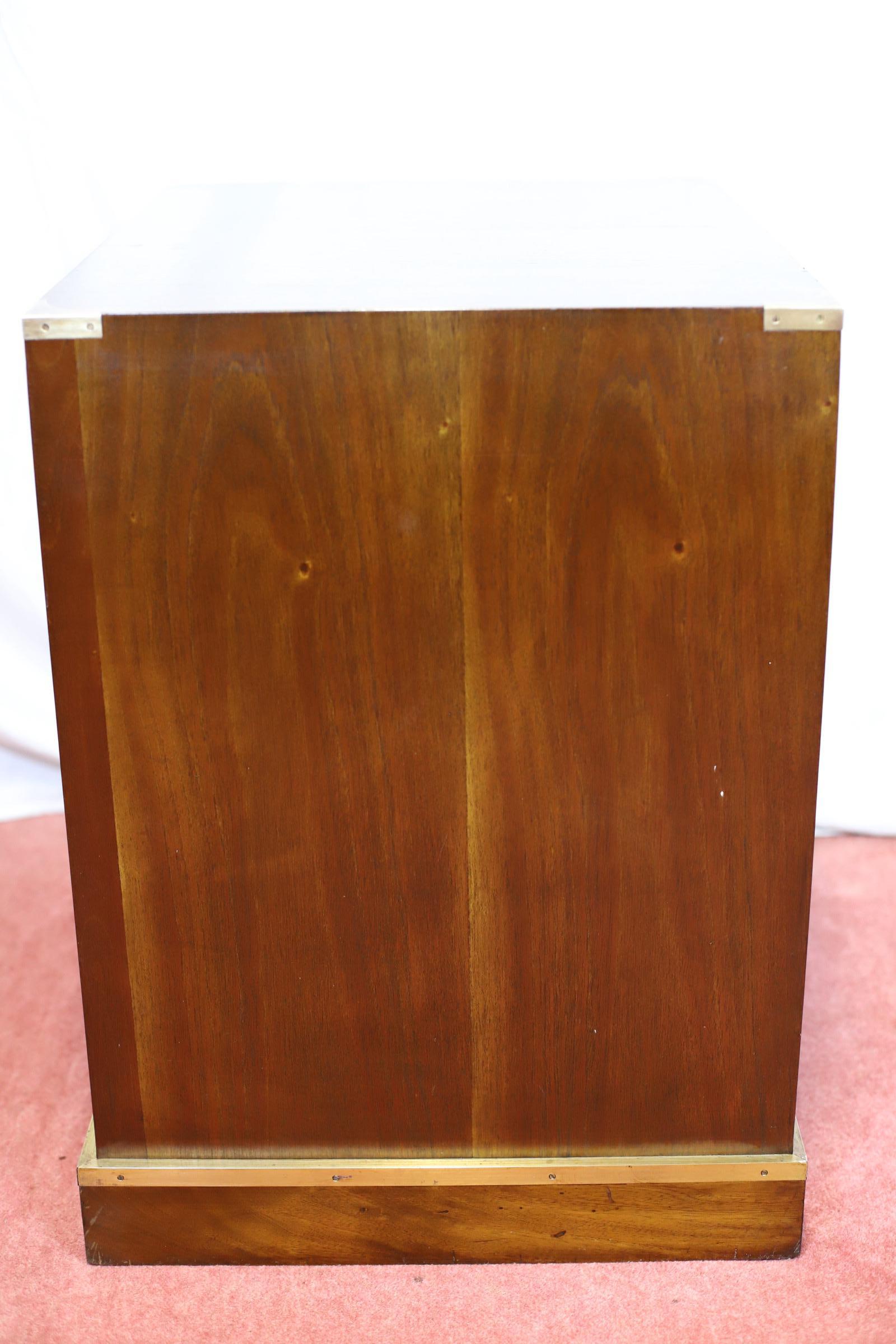 Stunning Pair Of Brass Bound Campaign Style Chest Of Three Drawers For Sale 2