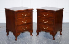 Stunning Pair of Brass Inliad Anglo Indian Bedside Tables Nightstands