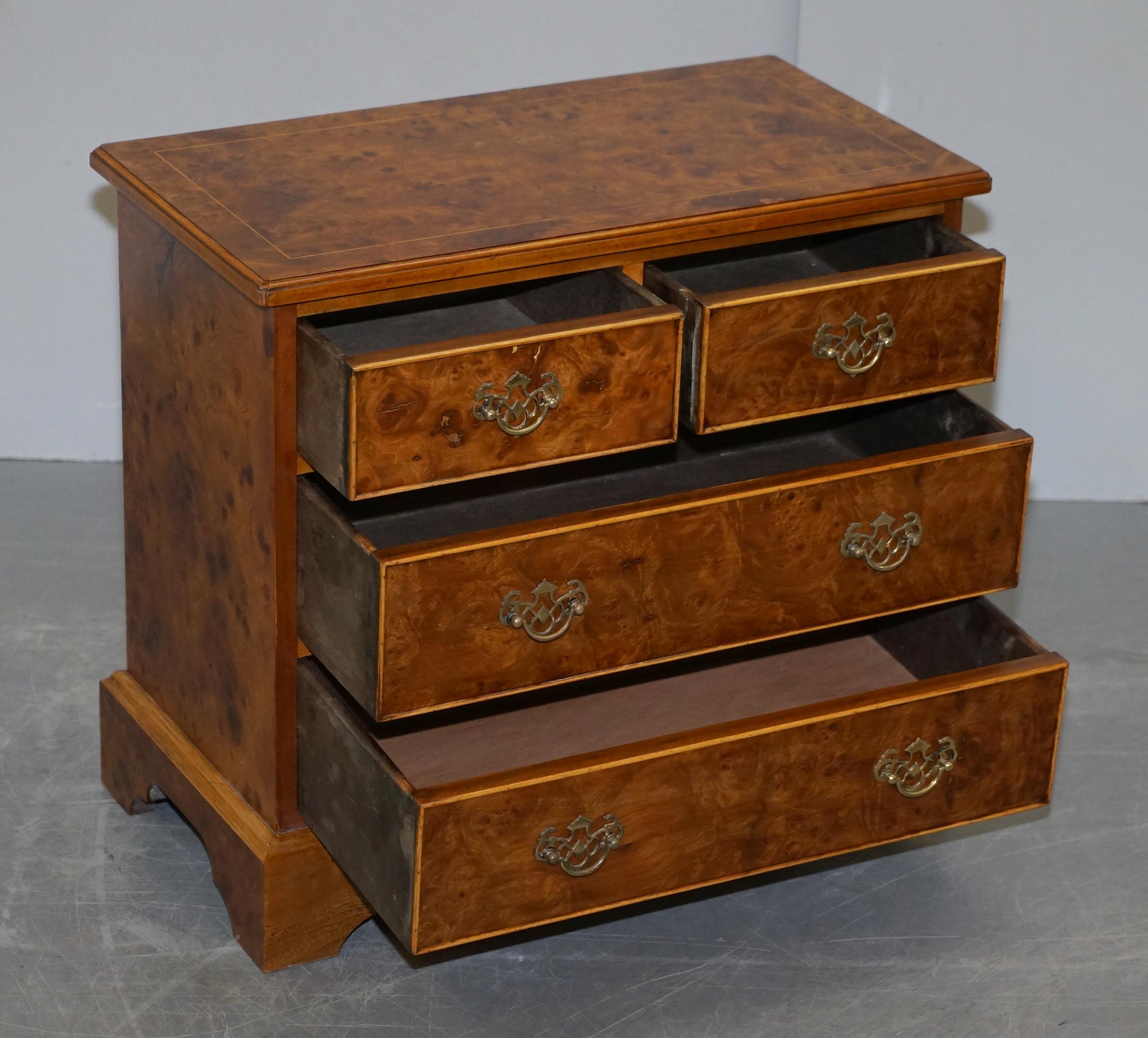 Stunning Pair of Burr & Burl Walnut & Elm Bedside, Side Table Chest of Drawers 13
