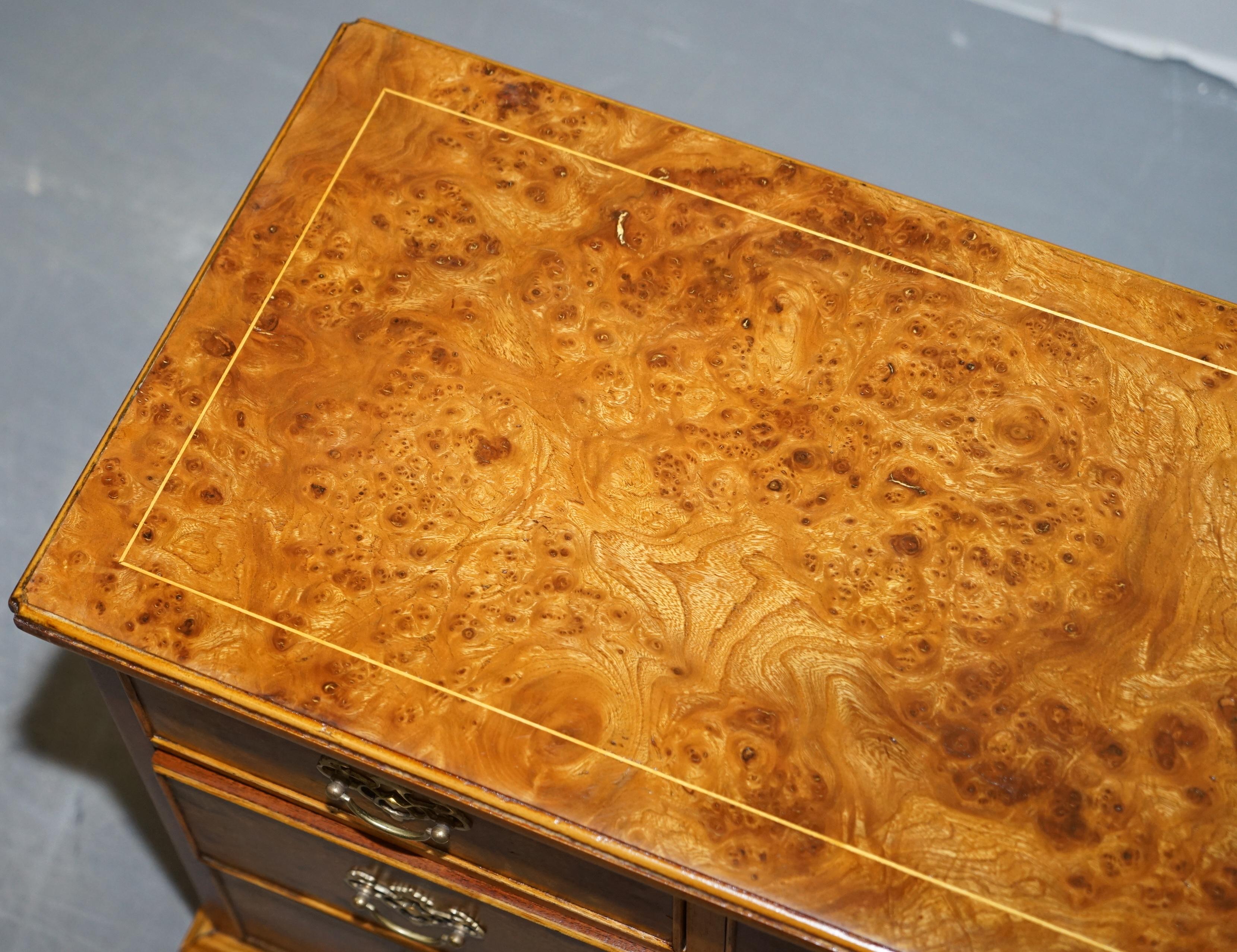 Hand-Crafted Stunning Pair of Burr & Burl Walnut & Elm Bedside, Side Table Chest of Drawers