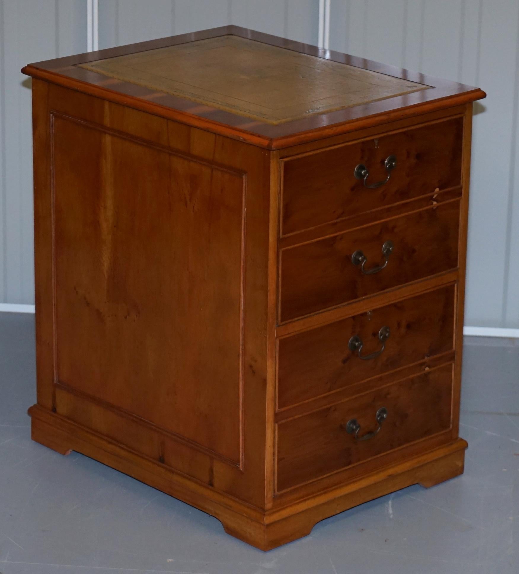 Wimbledon-Furniture

Wimbledon-Furniture is delighted to offer for sale this lovely pair of burr yew wood filing cabinets with gold leaf embossed green leather tops

Please note the delivery fee listed is just a guide, it covers within the M25