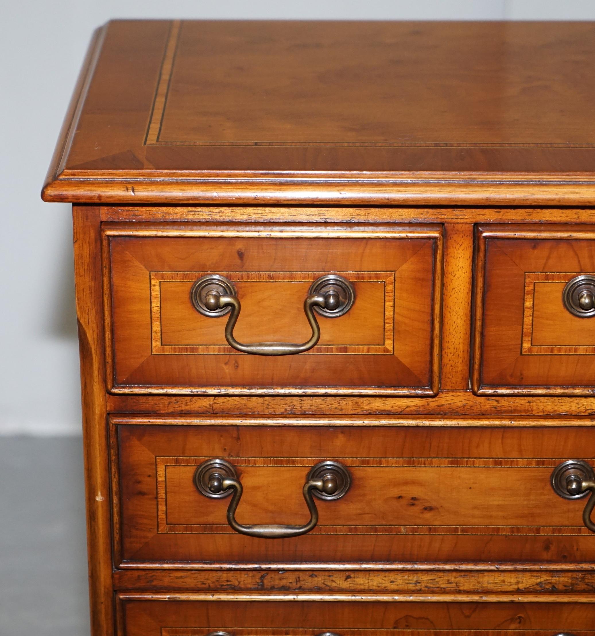 Stunning Pair of Burr Yew Wood Side End Lamp Table Sized Chest of Drawers 14