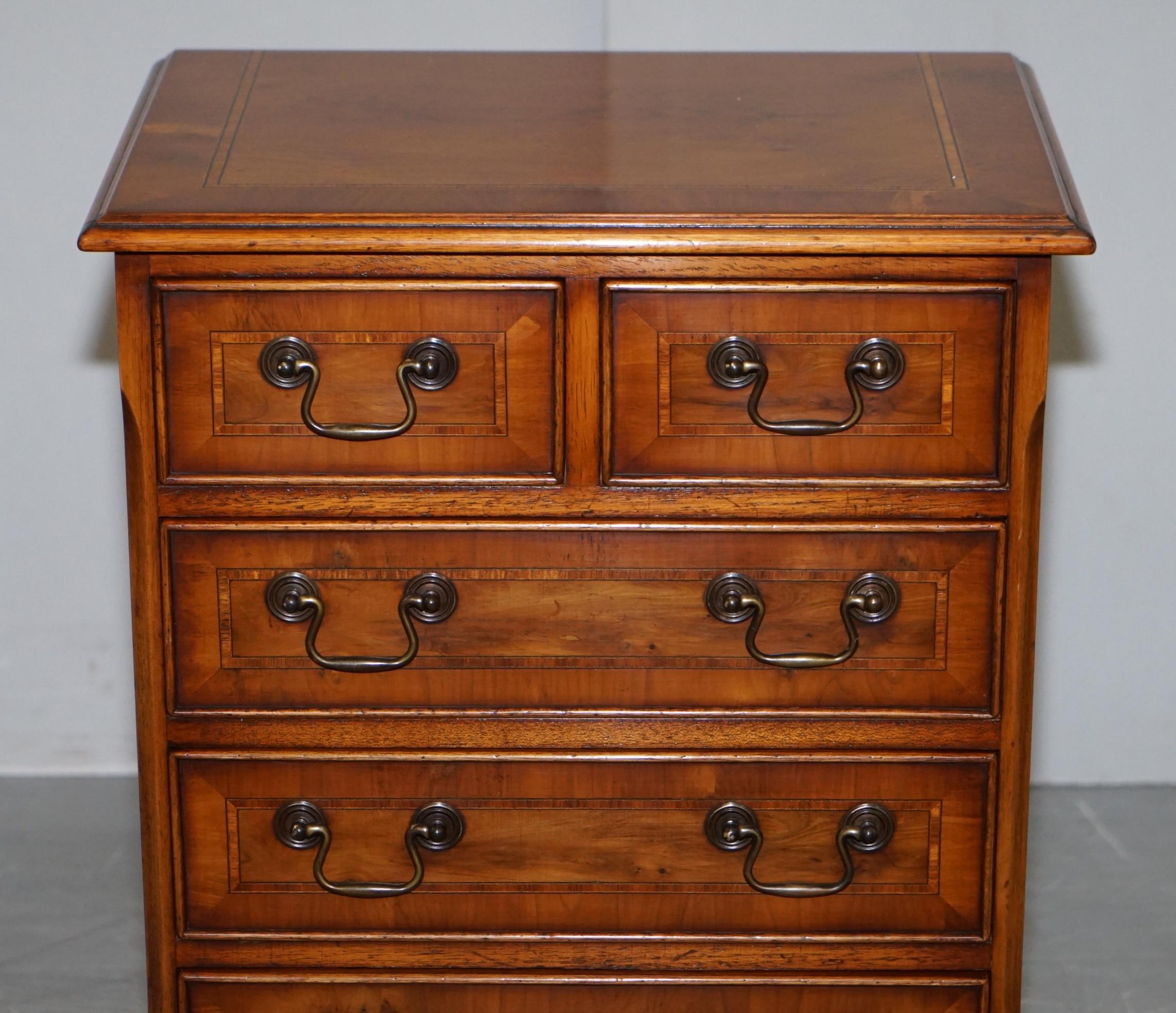 Stunning Pair of Burr Yew Wood Side End Lamp Table Sized Chest of Drawers 1