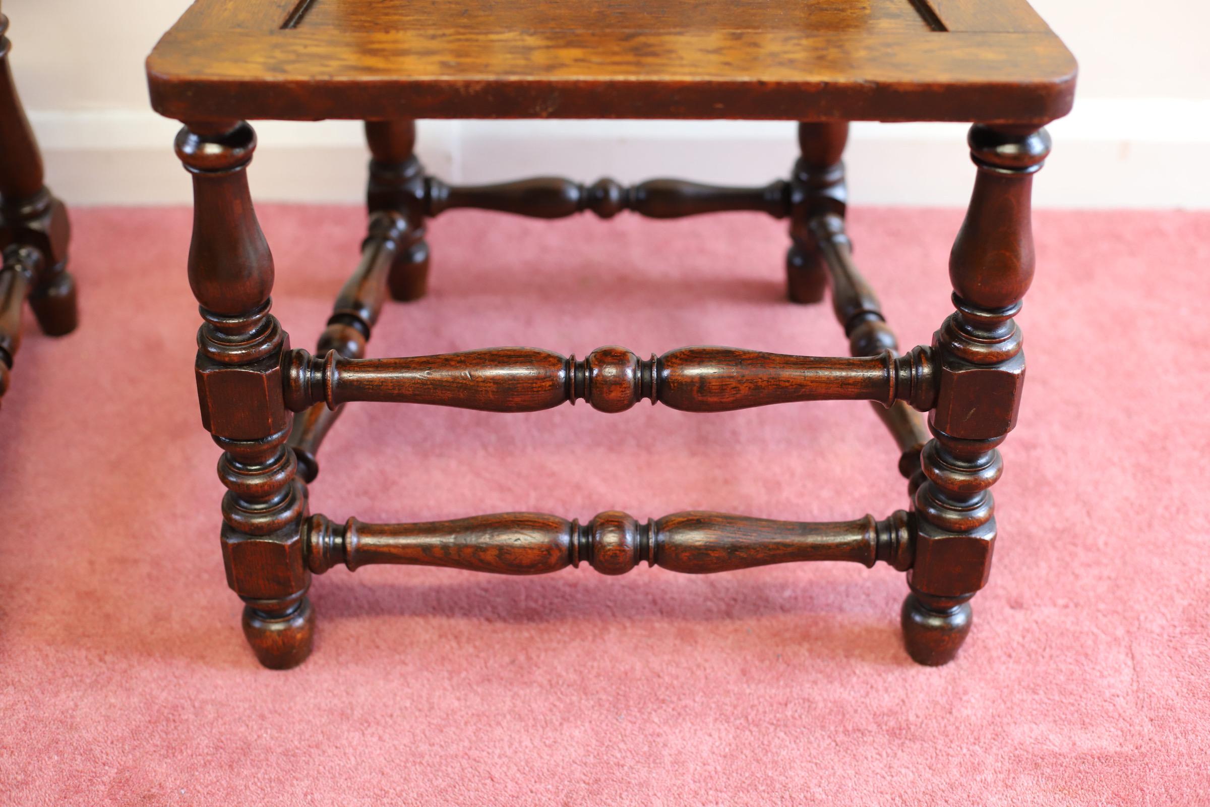 Stunning Pair Of Carolean Oak Framed Hall Chairs  For Sale 10