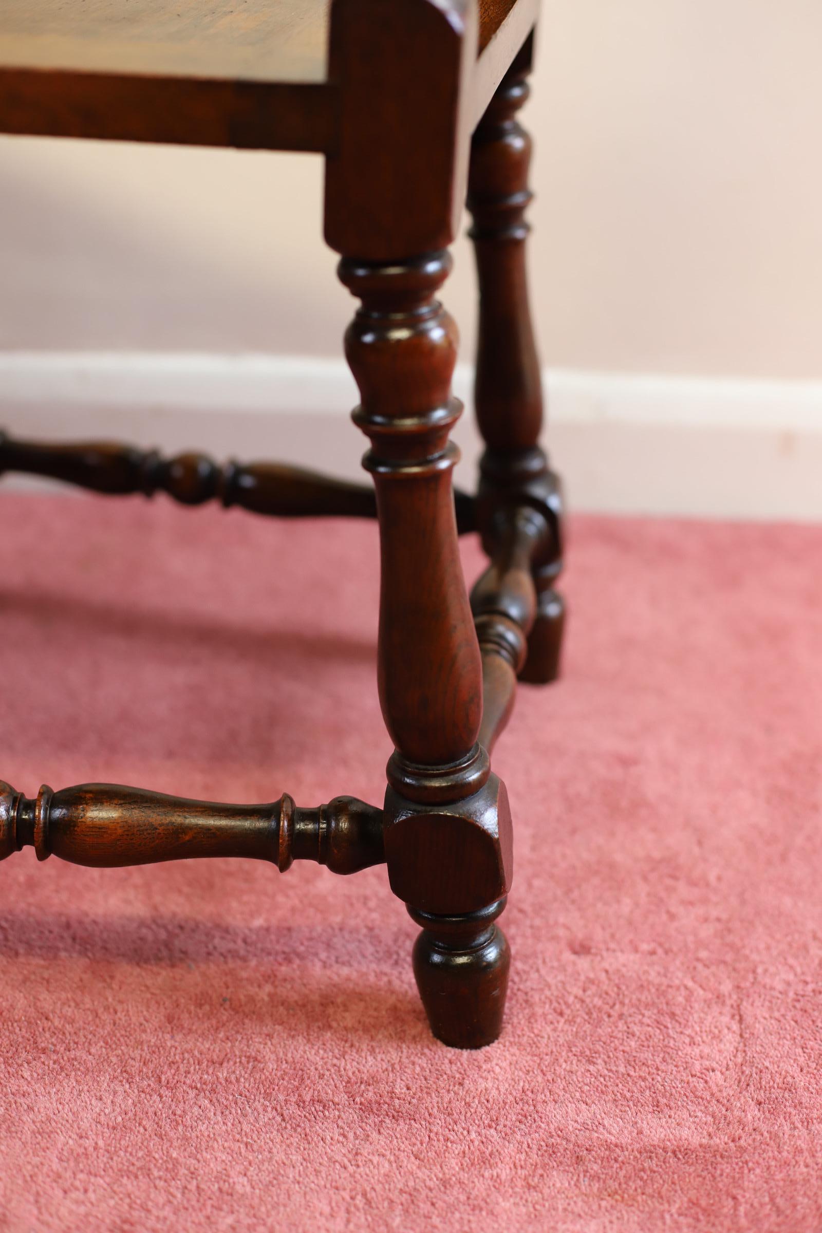 Stunning Pair Of Carolean Oak Framed Hall Chairs  For Sale 11