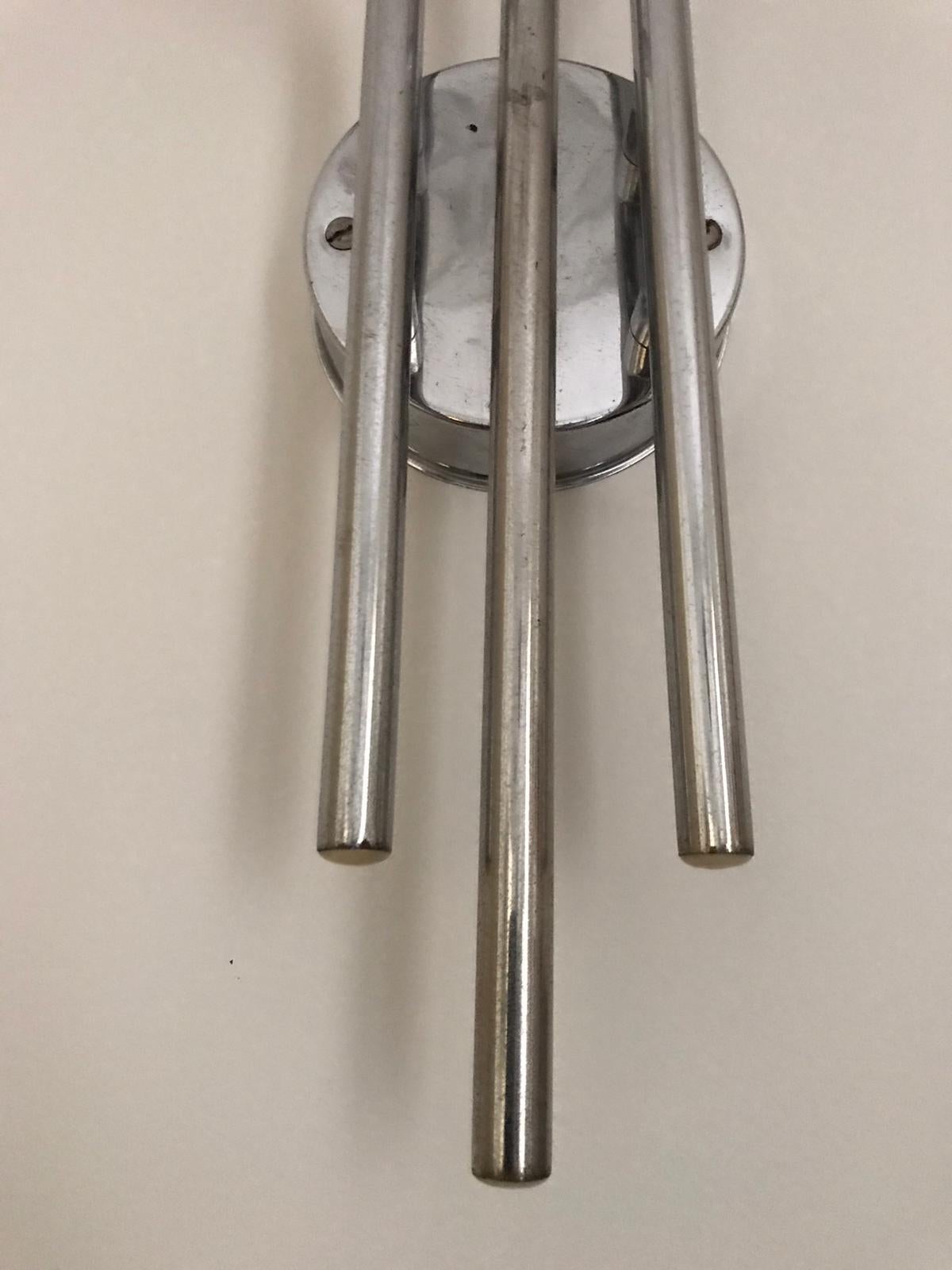 Stunning Pair of Chrome Wall Lights by Reggiani, Italy, 1960s In Excellent Condition In London, GB