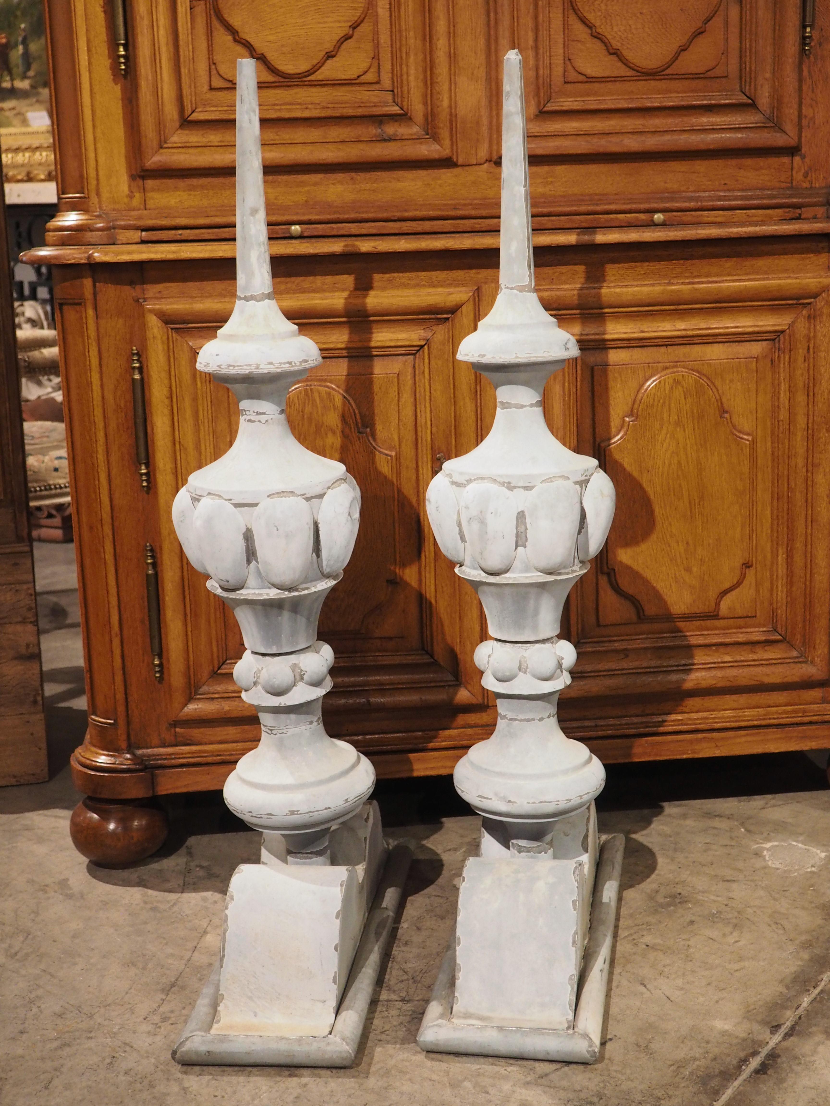 Stunning Pair of circa 1890 French Zinc Roof Finials 8