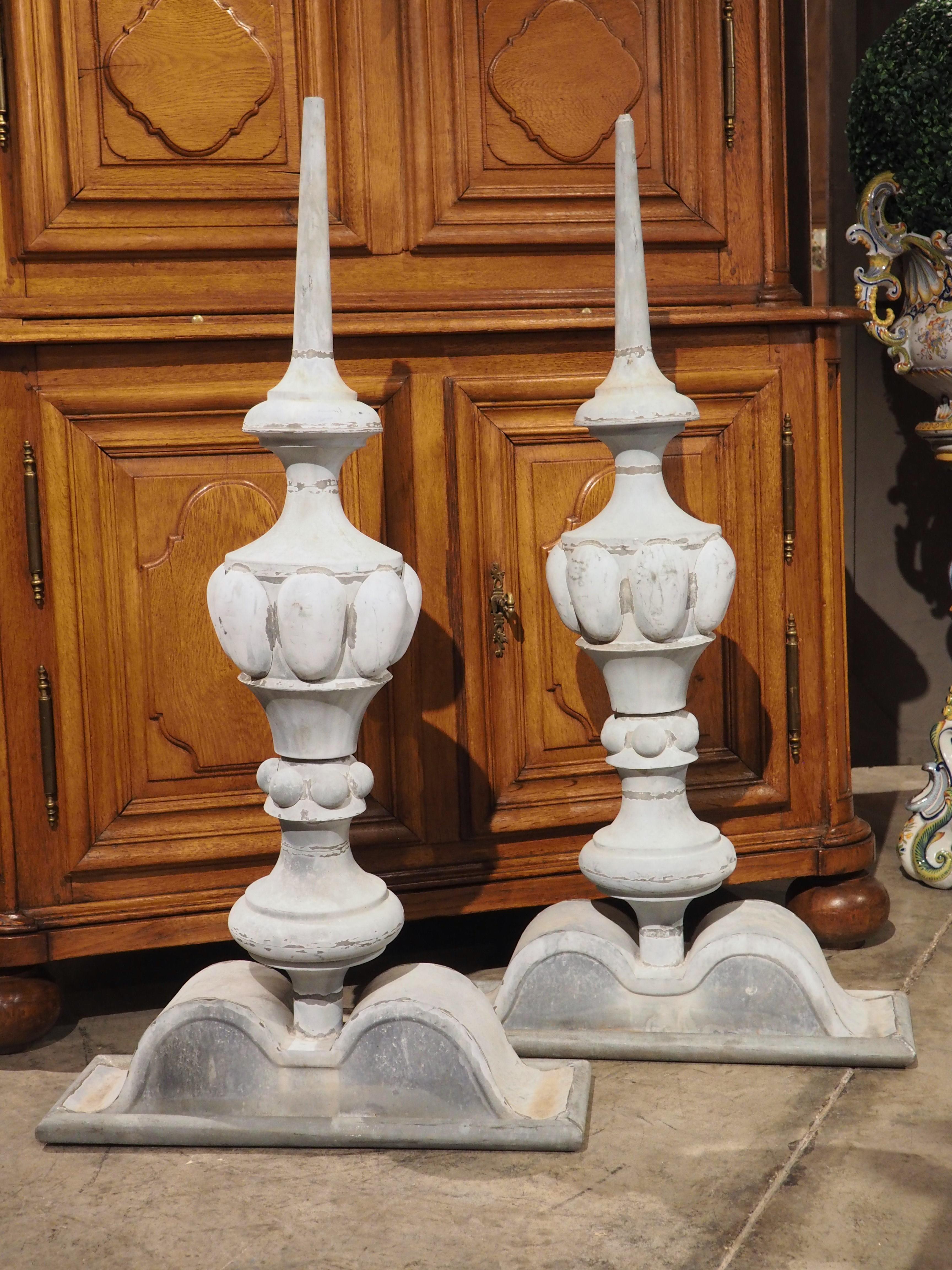 Stunning Pair of circa 1890 French Zinc Roof Finials 9