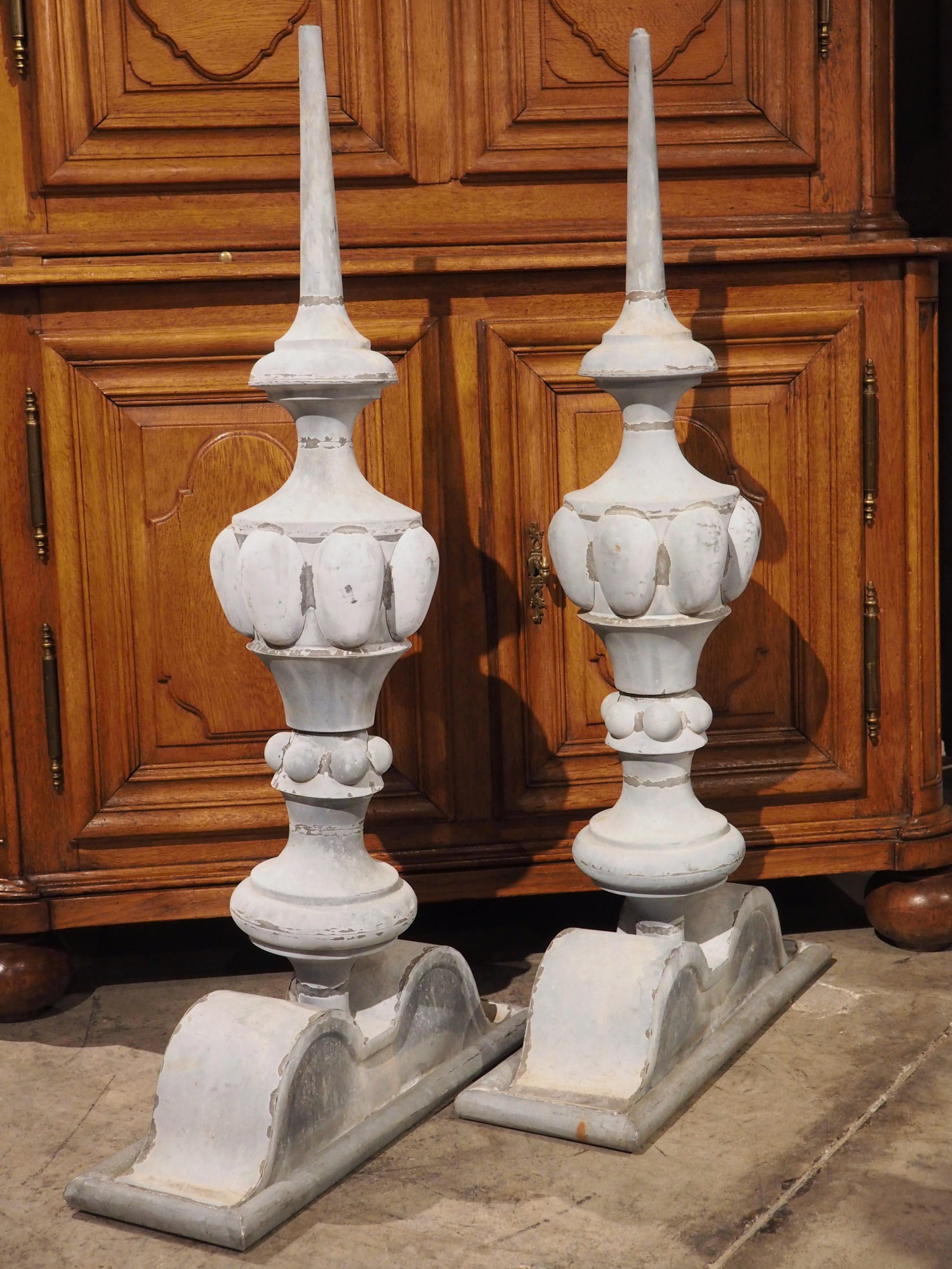Stunning Pair of circa 1890 French Zinc Roof Finials 10