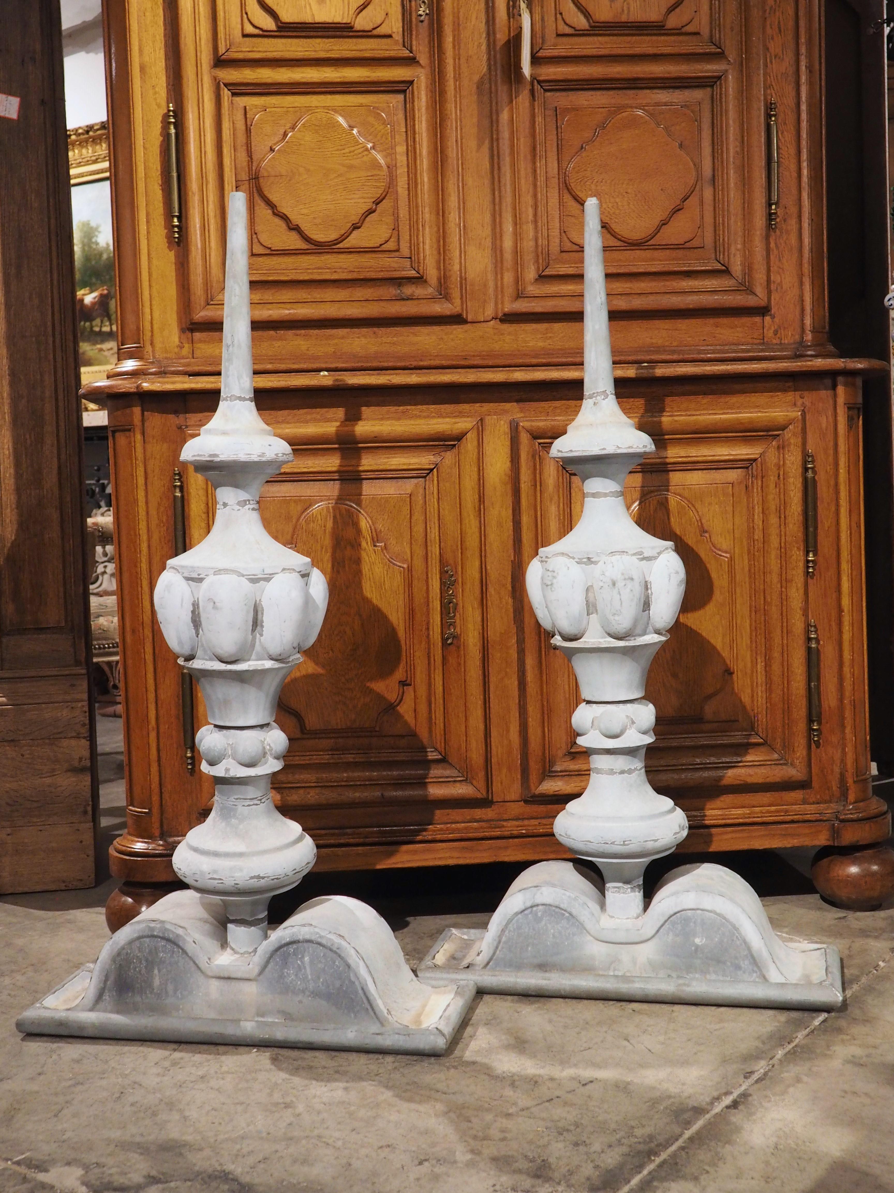 Stunning Pair of circa 1890 French Zinc Roof Finials 11