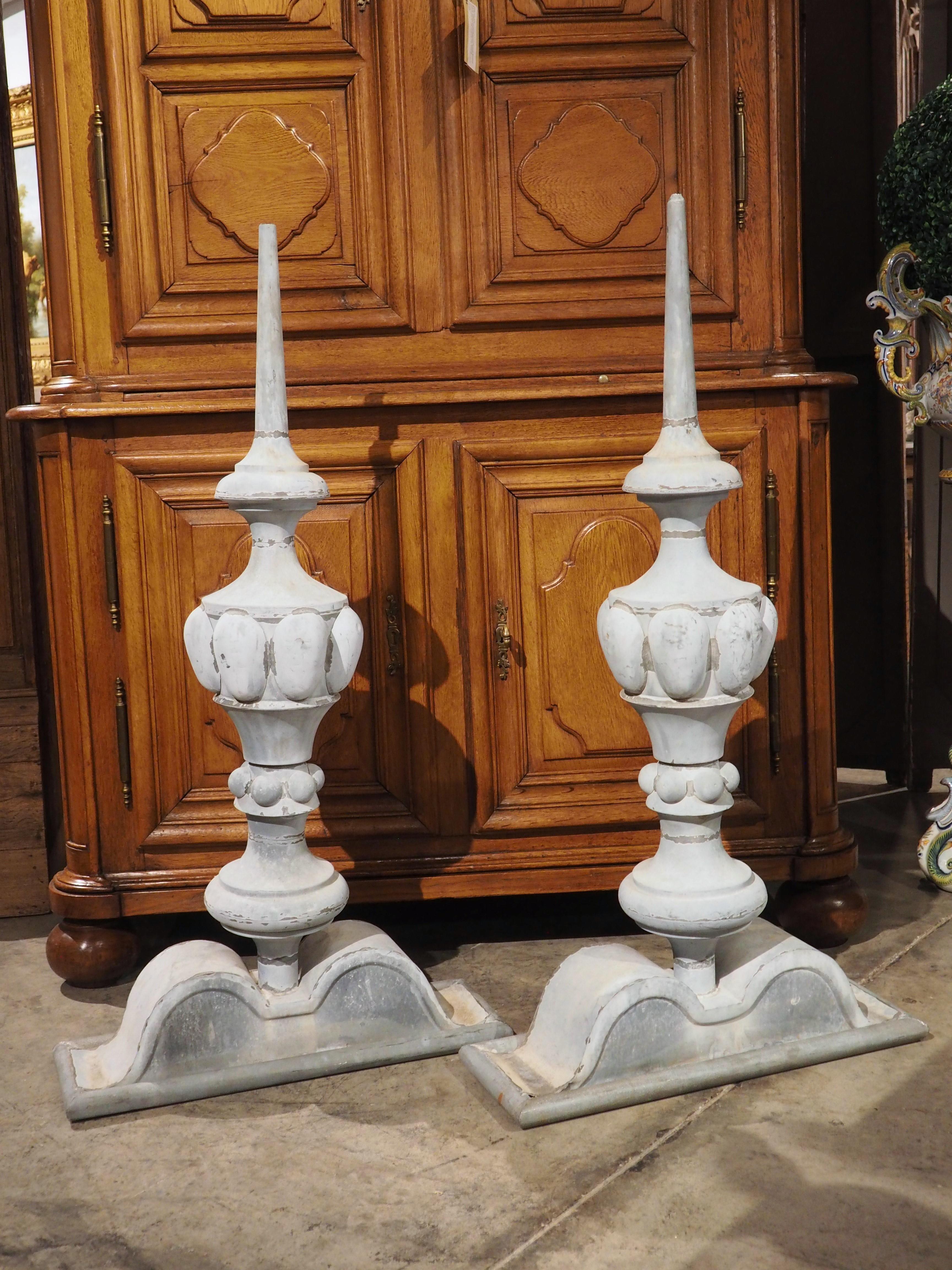 Stunning Pair of circa 1890 French Zinc Roof Finials 12