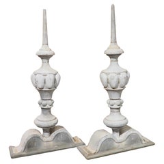 Stunning Pair of circa 1890 French Zinc Roof Finials
