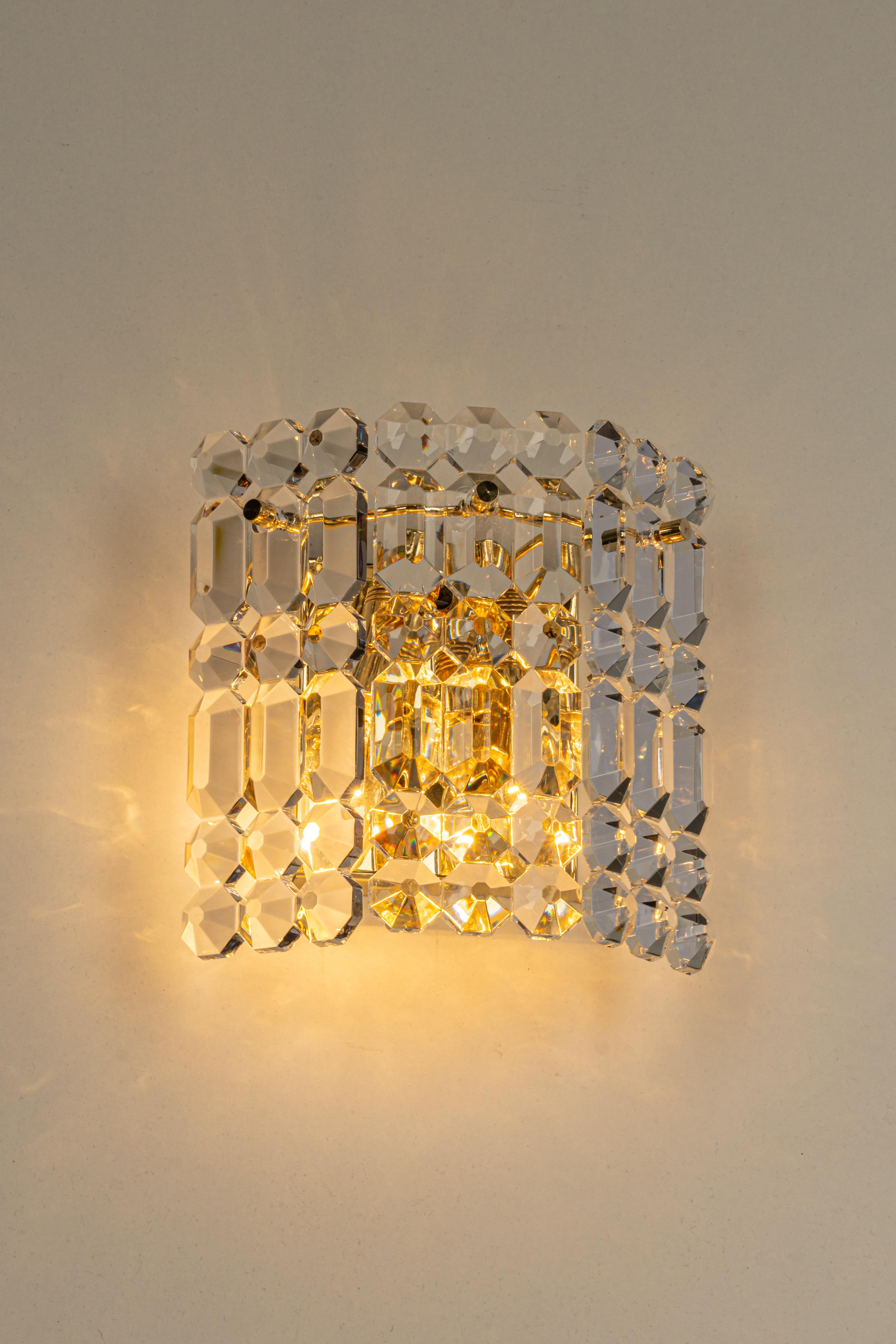 Stunning Pair of Crystal Sconces by Kinkeldey, Germany, 1970s For Sale 1