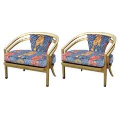 Stunning Pair of Custom Upholstered Modern Tiger Print 22-Karat Gold-Leaf Chairs