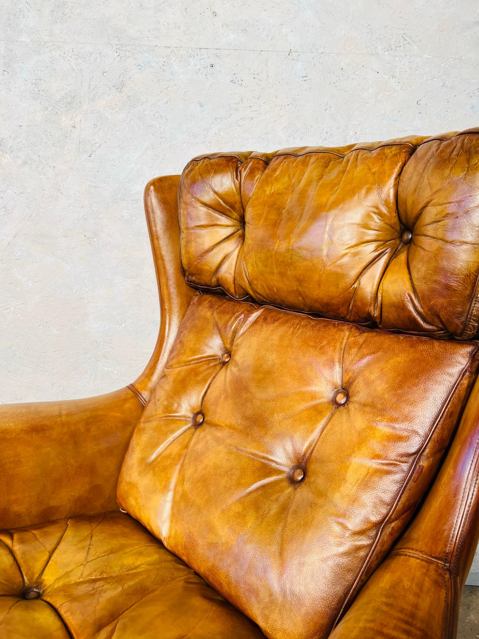 Stunning Pair of Danish Swivel Armchairs Tan Mid Century 1970s Retro #657 6