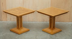 DESTACADO PAR DE MESAS AJUSTABLES DE ALTURA DAVID LINLEY BURR WALNUT