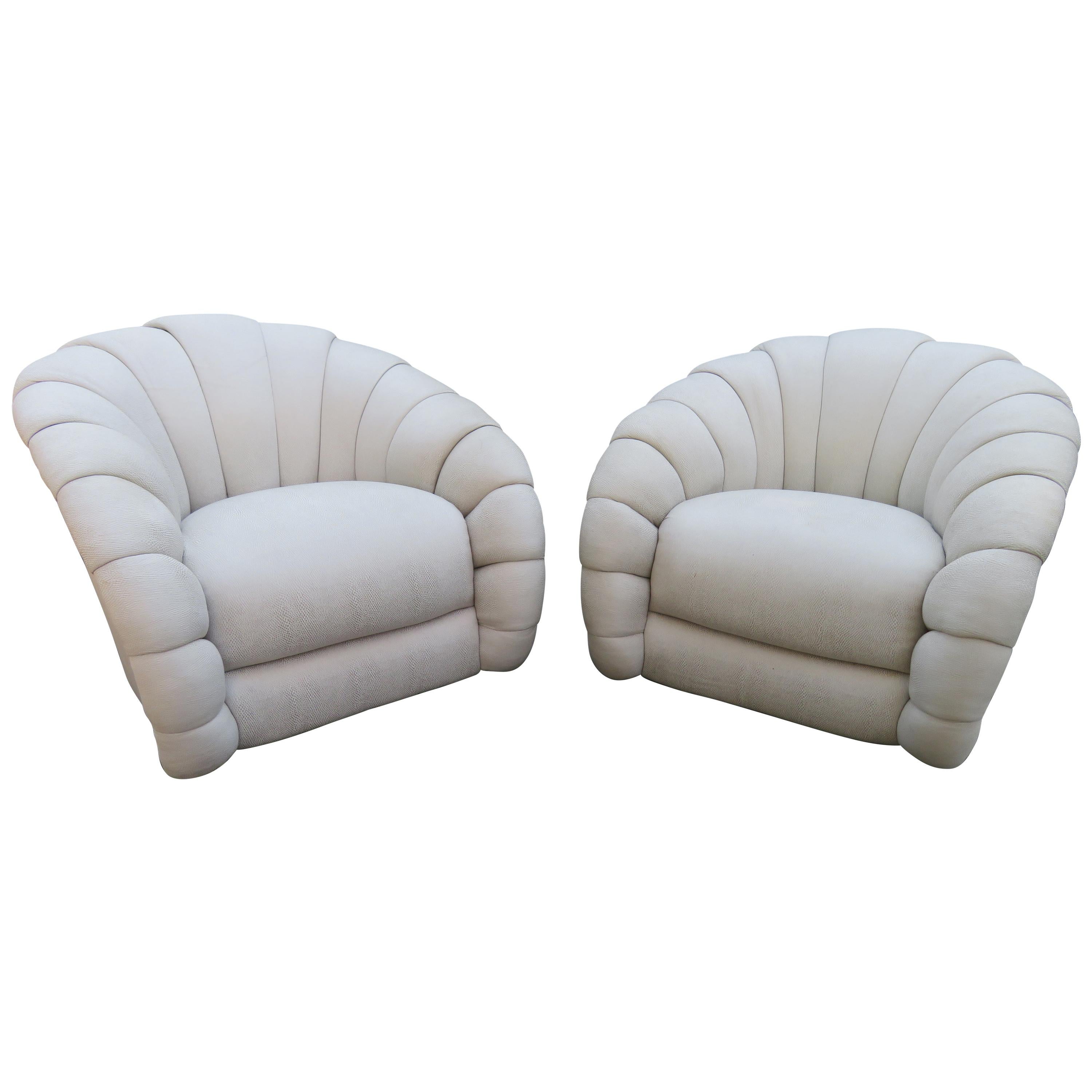 Stunning Pair of Directional Croissant Swivel Lounge Chair Mid-Century For Sale