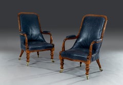 Stunning Pair of Early 19th Century Regency Period Goncalo Alves Easy Armchairs