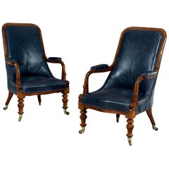 Stunning Pair of Early 19th Century Regency Period Goncalo Alves Easy Armchairs