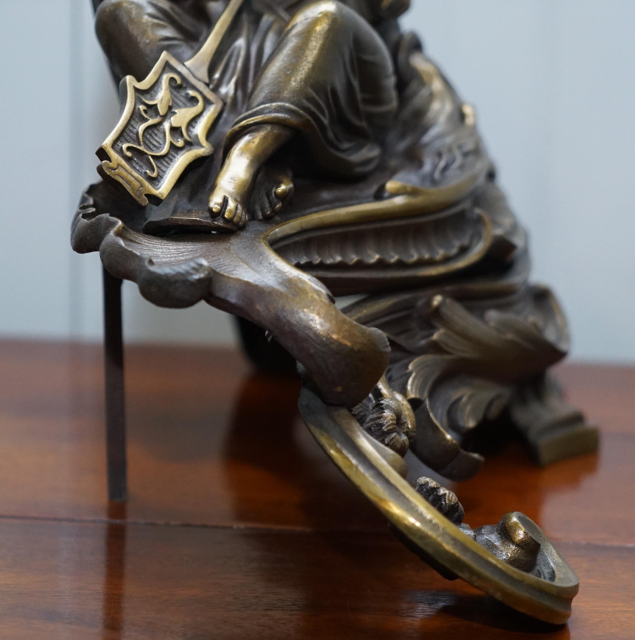 Stunning Pair of Early Louis XVI French Bronze Chenets after Bouhon Fres, Paris For Sale 14