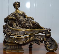 Stunning Pair of Early Louis XVI French Bronze Chenets after Bouhon Fres, Paris