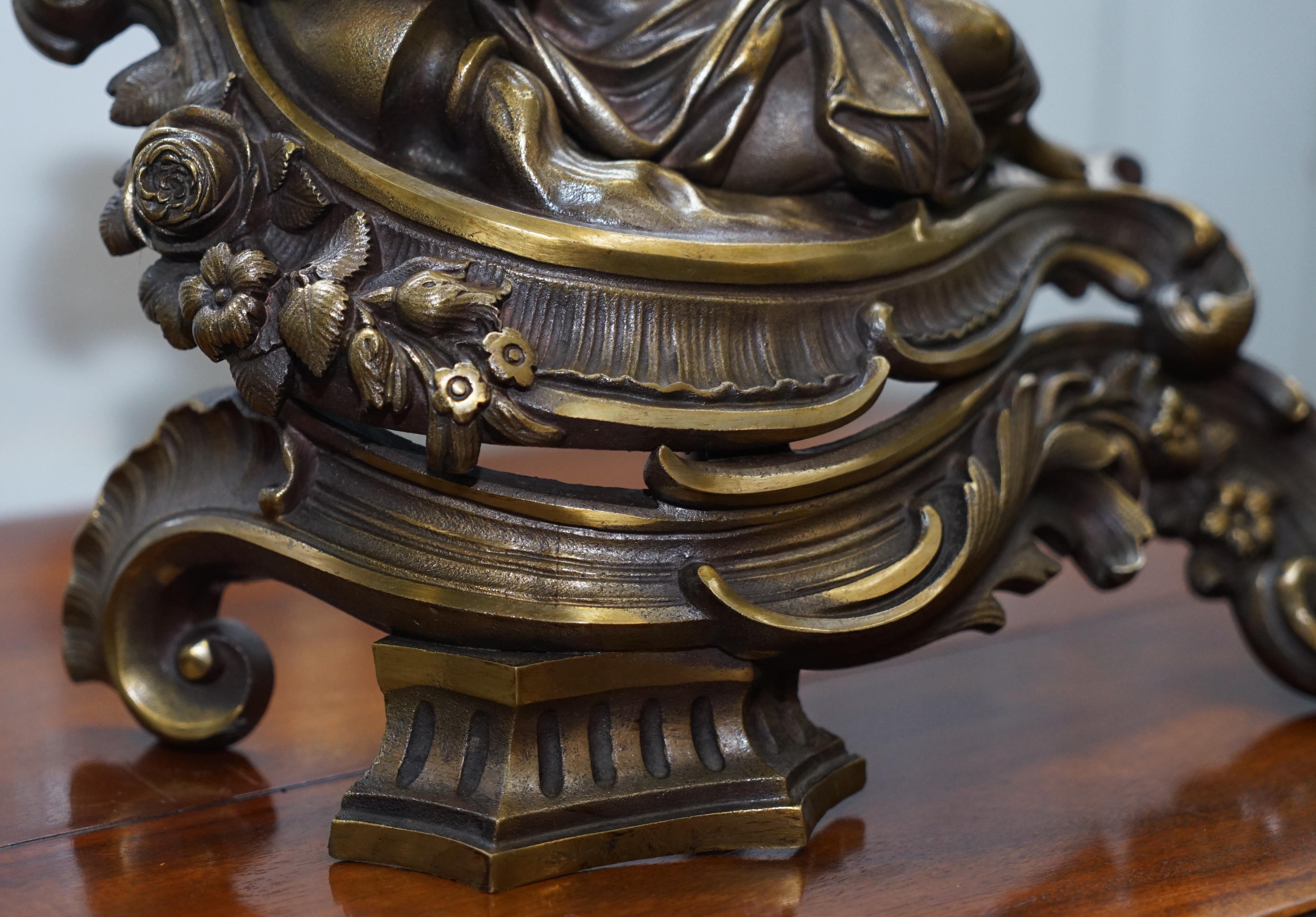 Stunning Pair of Early Louis XVI French Bronze Chenets after Bouhon Fres, Paris For Sale 1