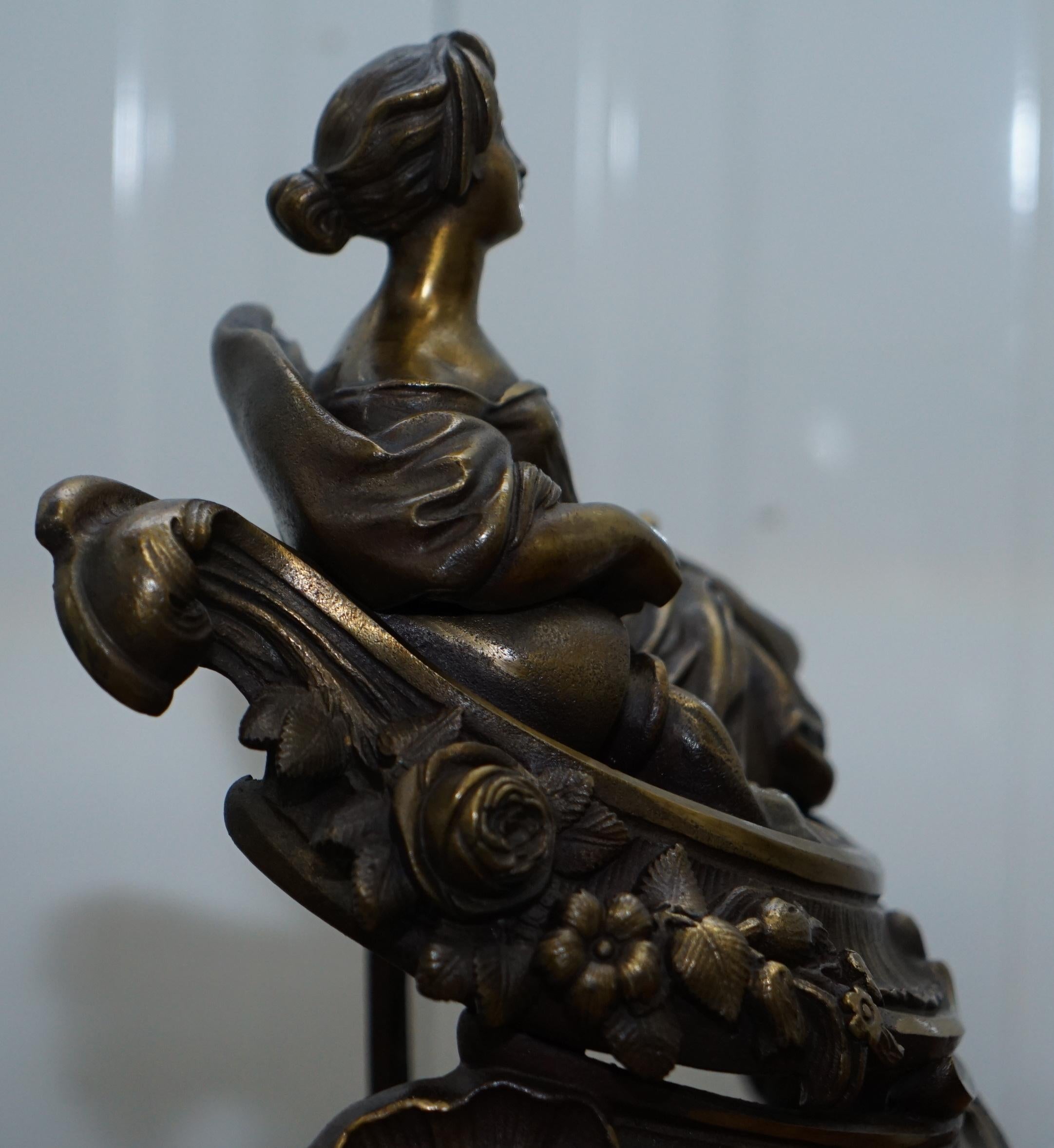 Stunning Pair of Early Louis XVI French Bronze Chenets after Bouhon Fres, Paris For Sale 3