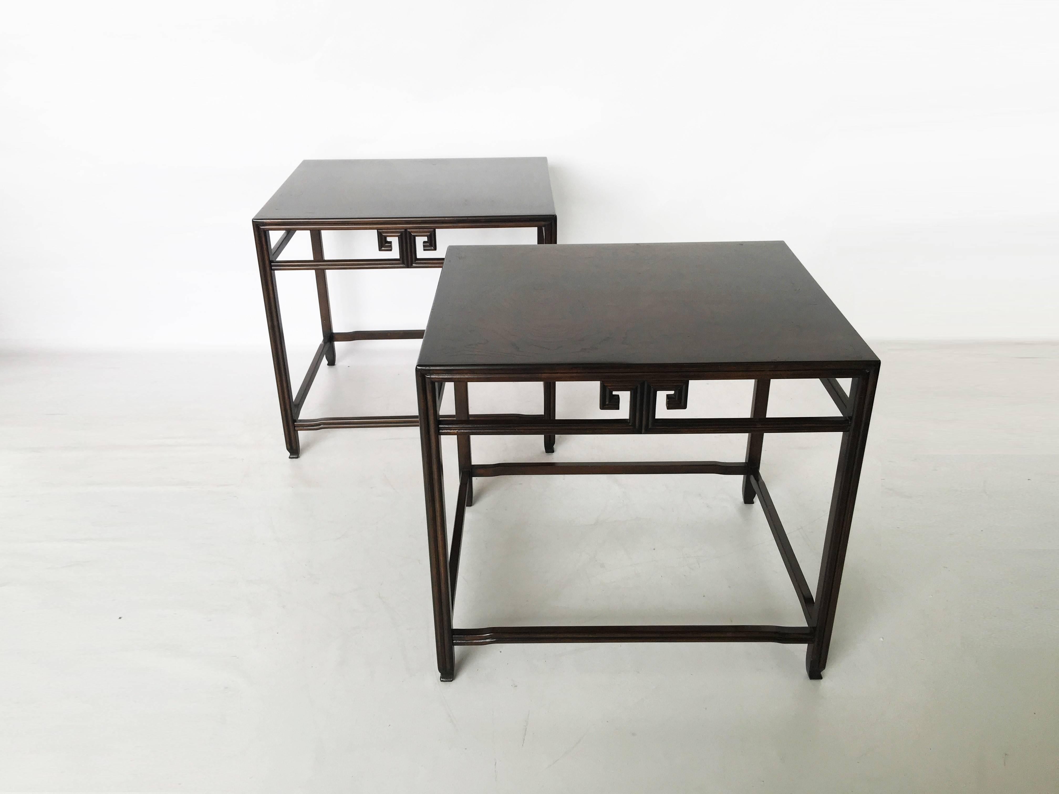 Pair of 1970s side or end tables by Michael Taylor for Baker Furniture. From the 