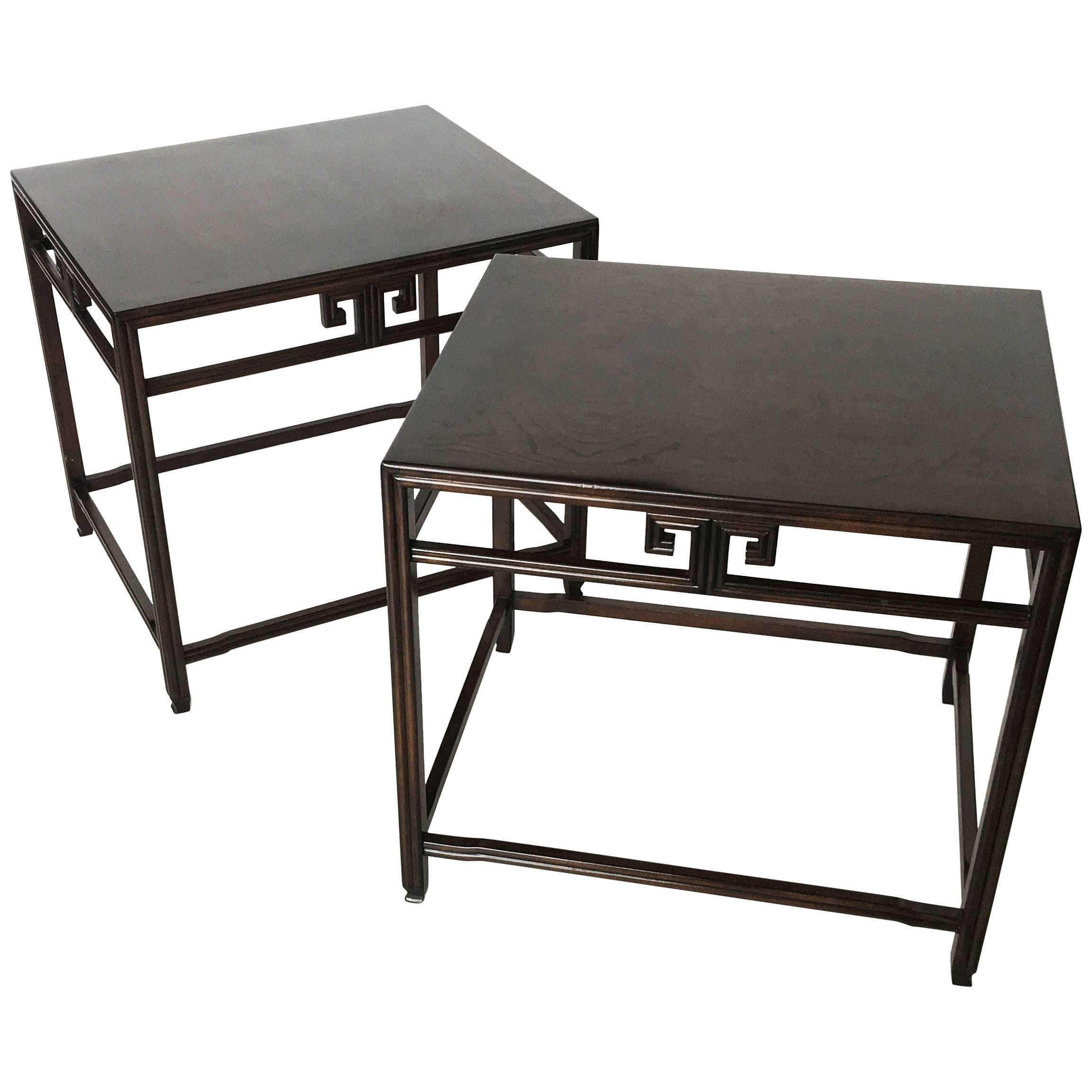 Stunning Pair of Ebonized Side Tables Michael Taylor for Baker For Sale