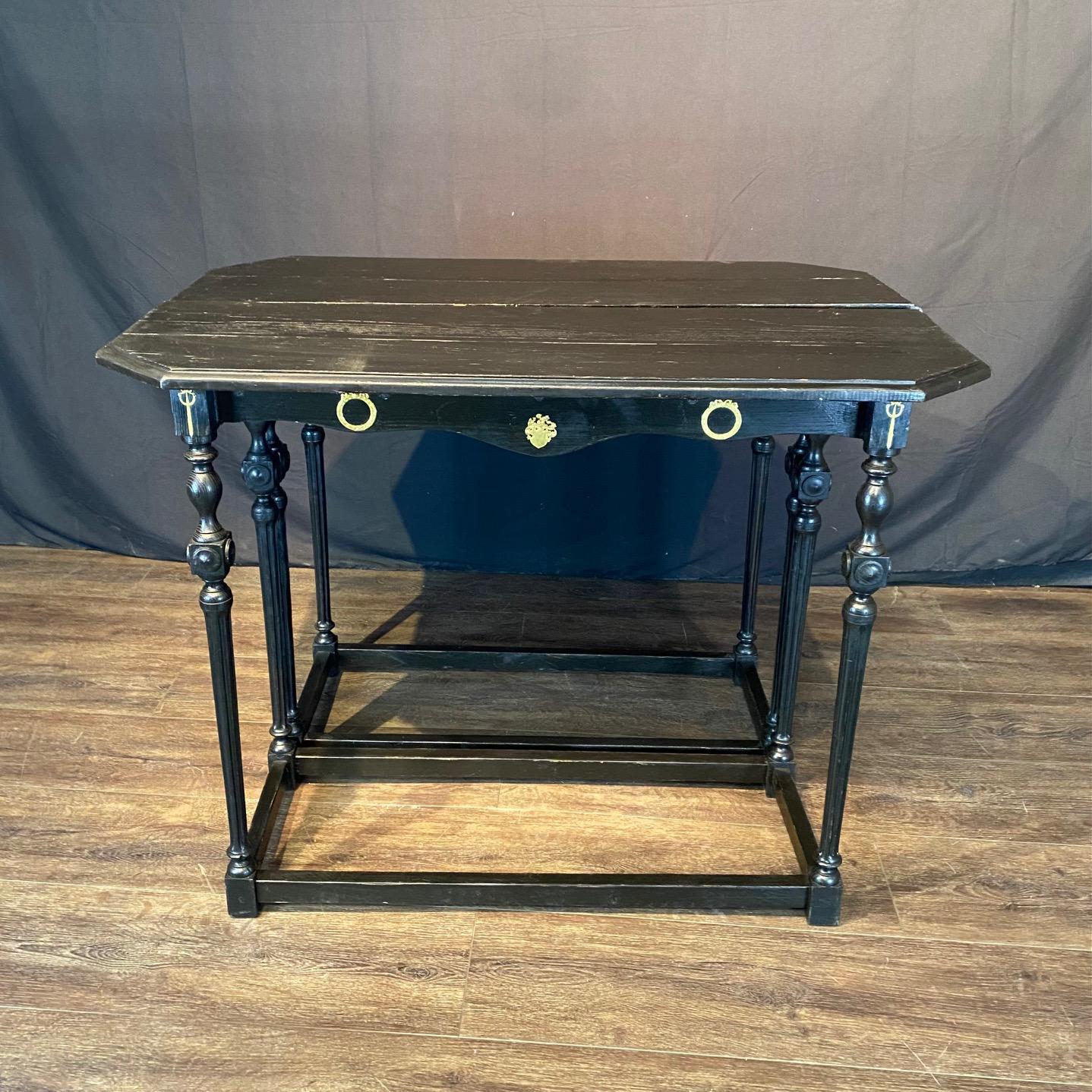 Stunning Pair of Ebonized Spanish Console Tables with Bronze Embellishments For Sale 8