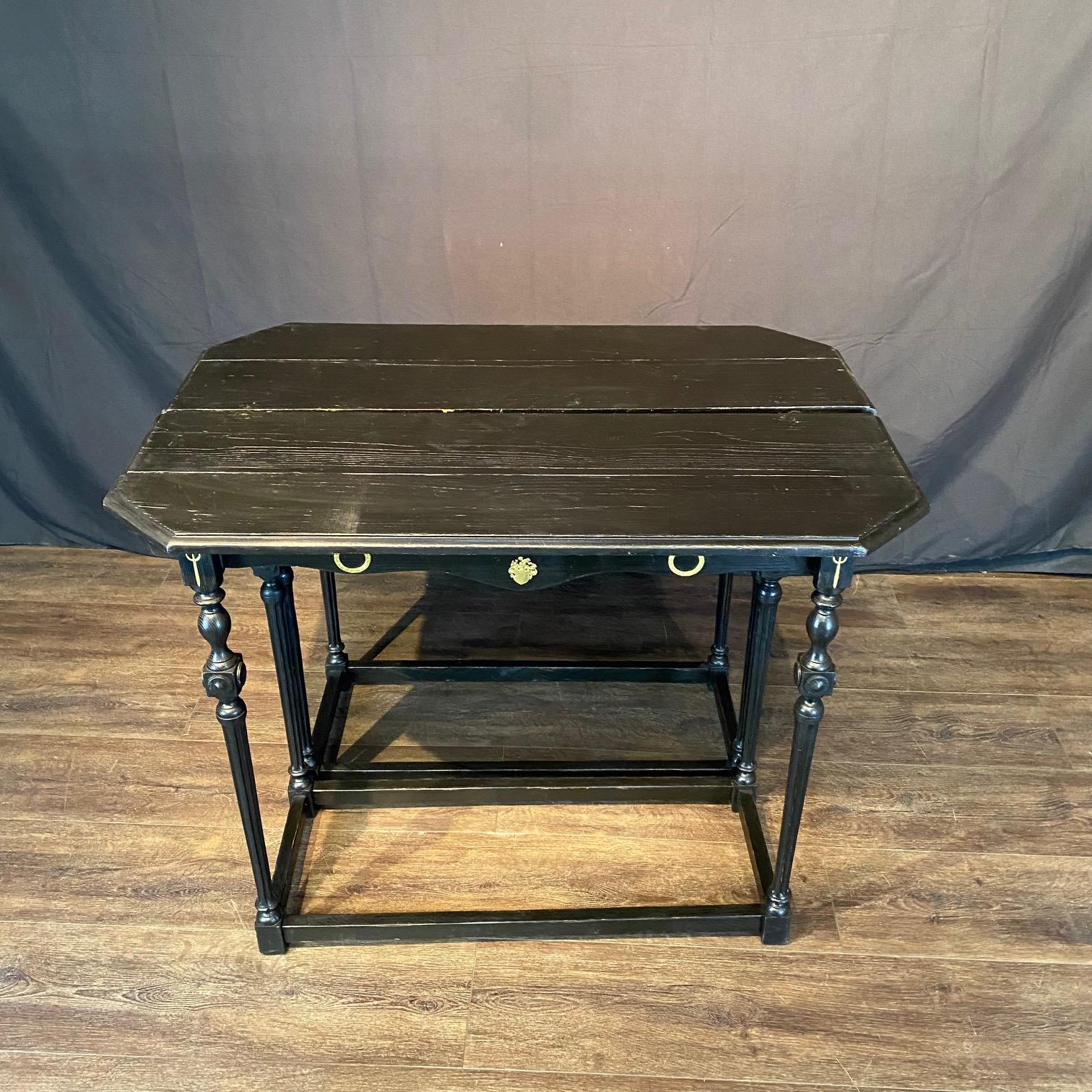 Stunning Pair of Ebonized Spanish Console Tables with Bronze Embellishments For Sale 9