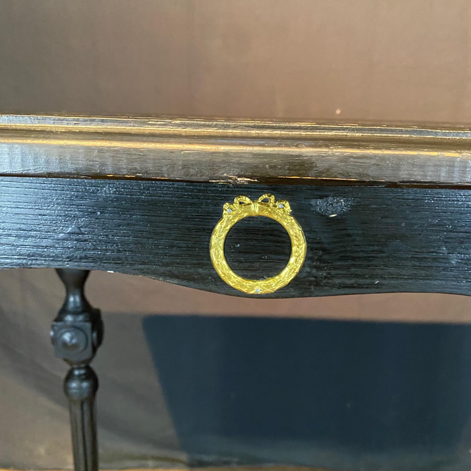 20th Century Stunning Pair of Ebonized Spanish Console Tables with Bronze Embellishments For Sale