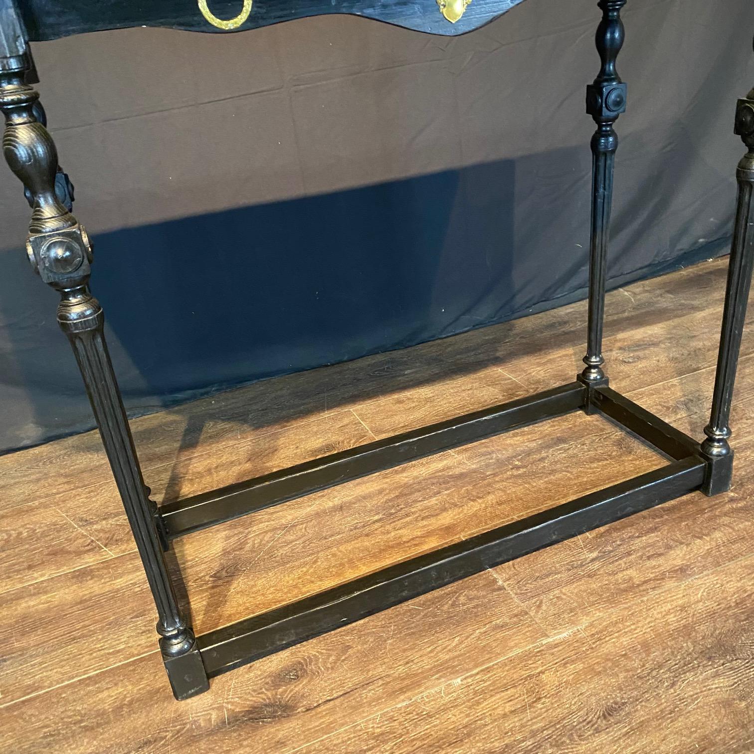 Stunning Pair of Ebonized Spanish Console Tables with Bronze Embellishments For Sale 3