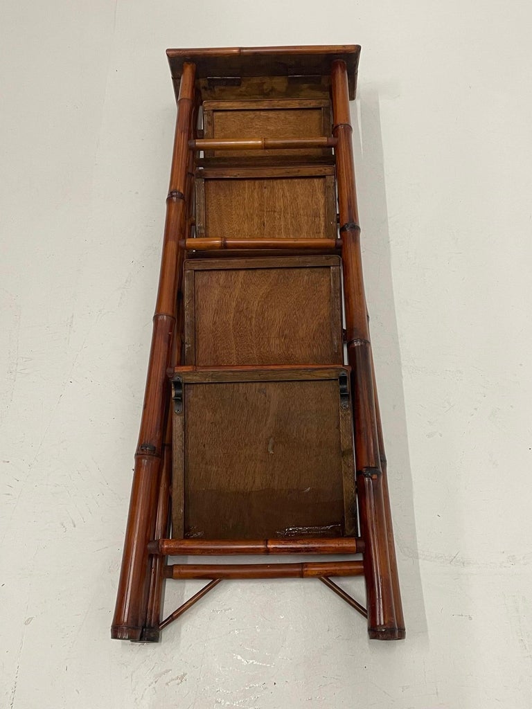 Stunning Pair of Folding Bamboo Book Shelves For Sale at 1stDibs
