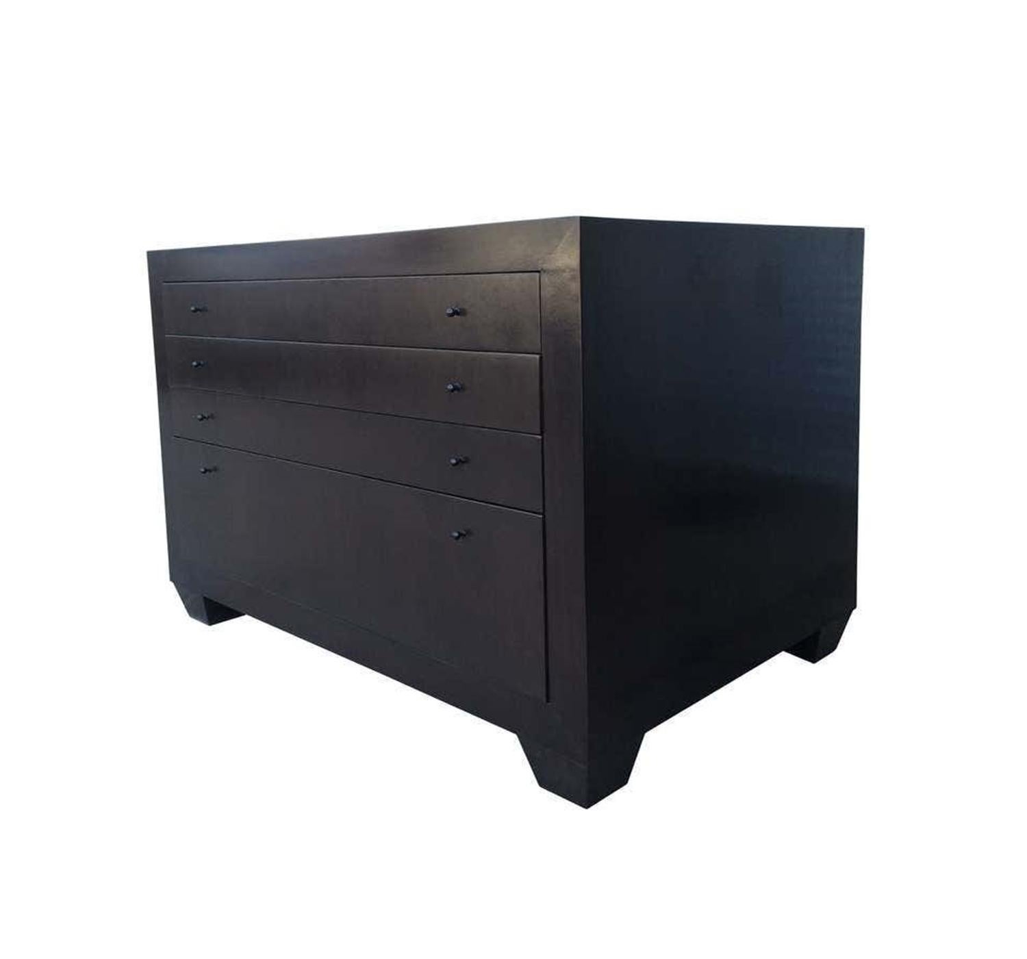 American Stunning Pair of Four-Drawer Dressers in Dark Finish