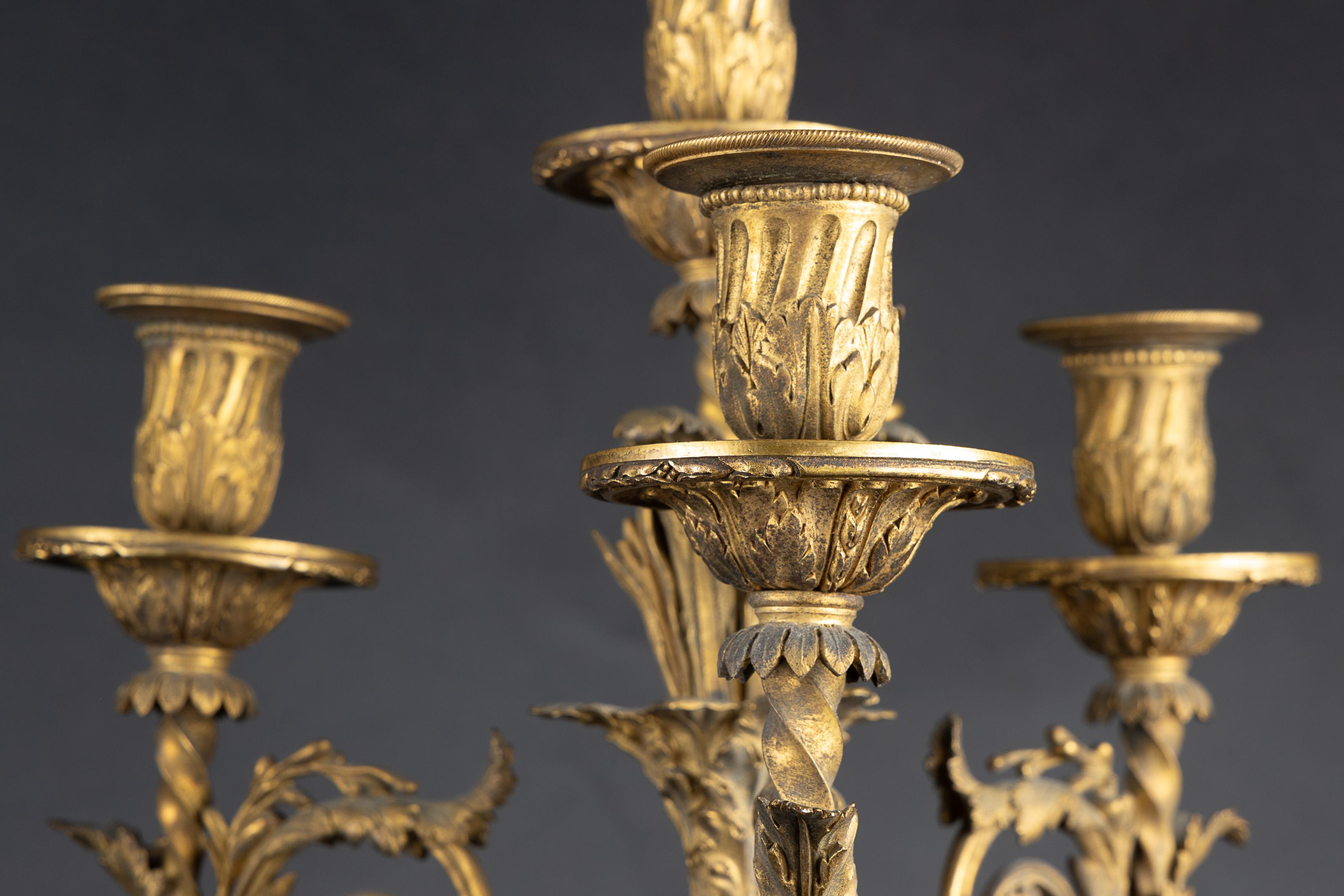 Stunning Pair of French 19th Century Bronze D'oré Candelabra with Female Figures For Sale 7