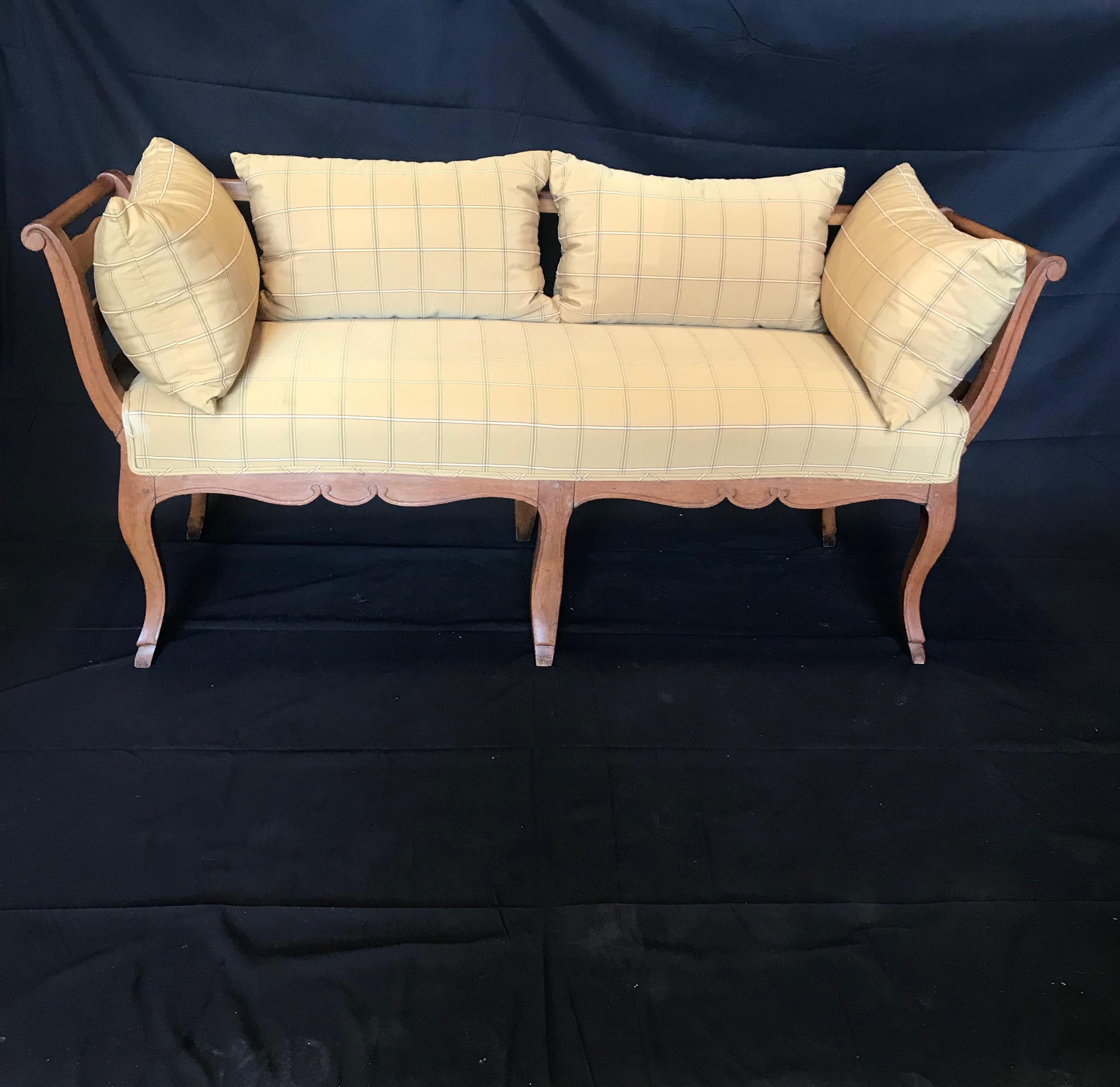 Upholstery Stunning Pair of French Country 19th Century Louis XV Settees Loveseats