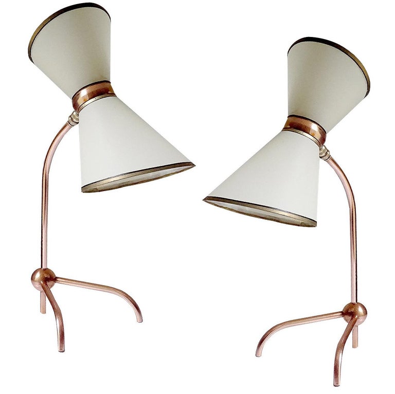 Stunning Pair Of French Midcentury Copper Table Lamps Stilnovo Stunning Pair Of French Midcentury Copper Table Lamps Stilnovo Style Lights For