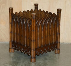 STUNNiNG PAIR OF GOTHIC REVIVAL EXTRA LARGE HAND CARVED WOODEN PLANTERS 72X60CM