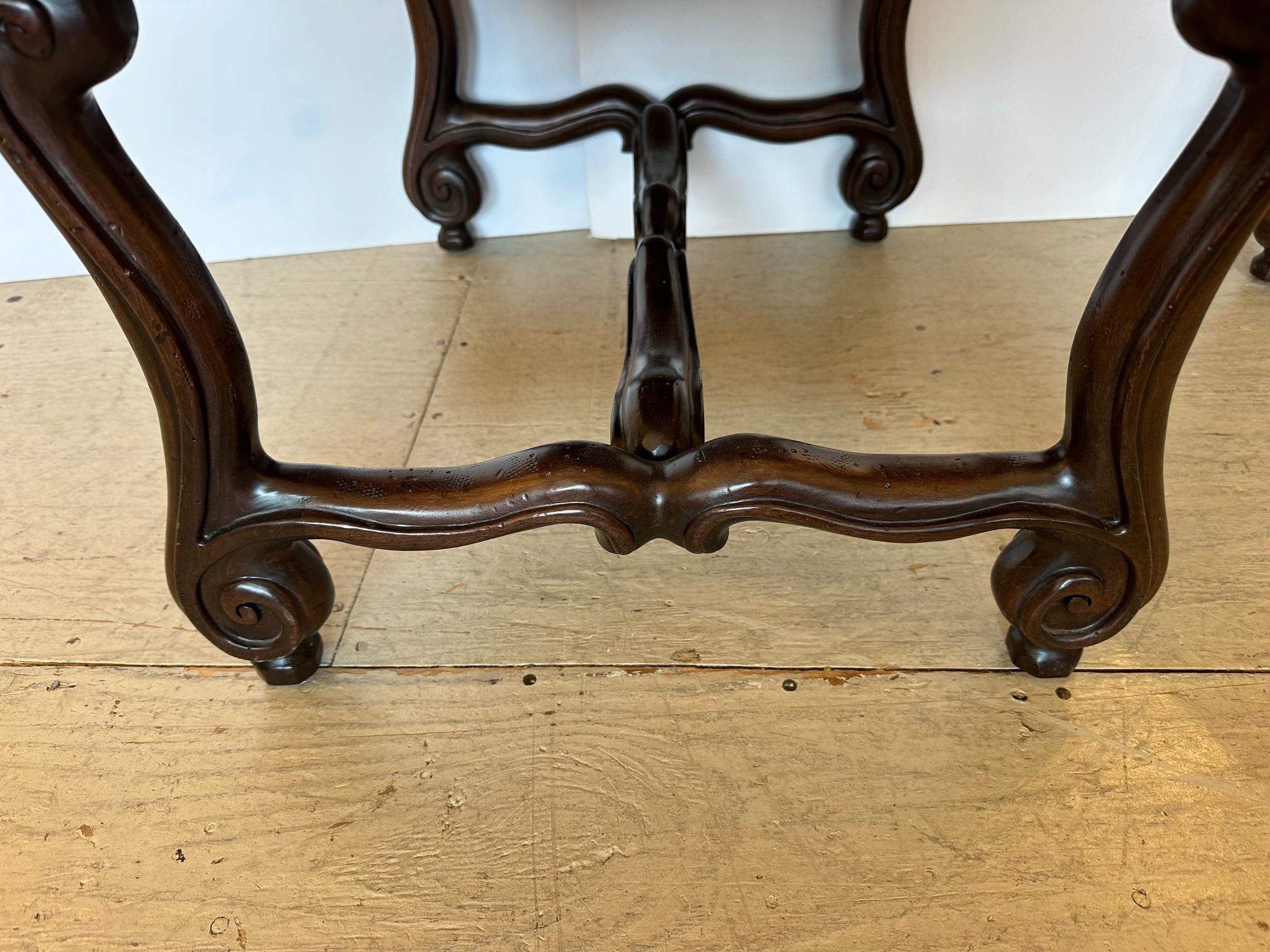 Stunning Pair of Hancock & Moore Red Leather & Walnut Benches In Good Condition In Hopewell, NJ