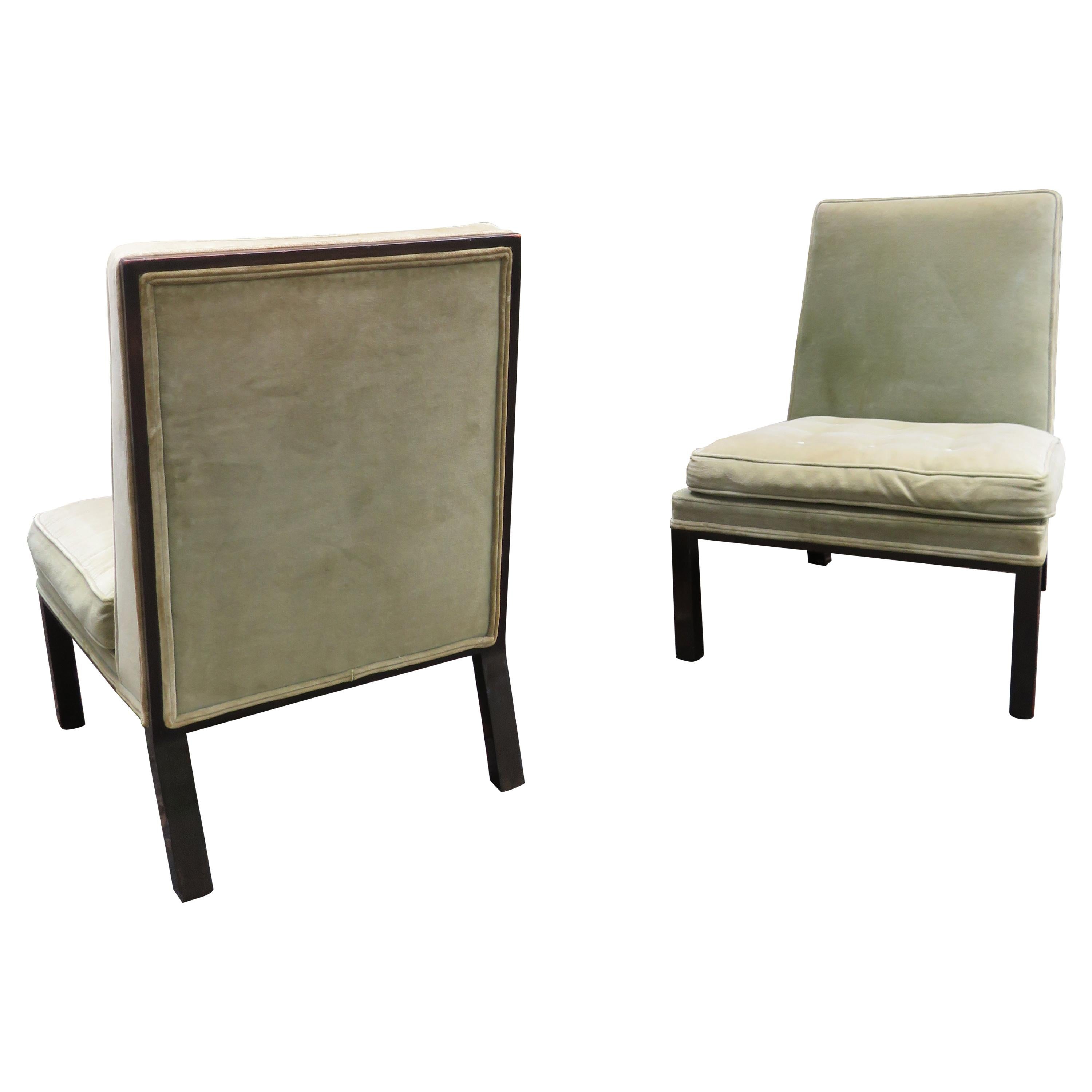 Stunning Pair of Harvey Probber Chunky Leg Slipper Chair Mid-Century Modern For Sale