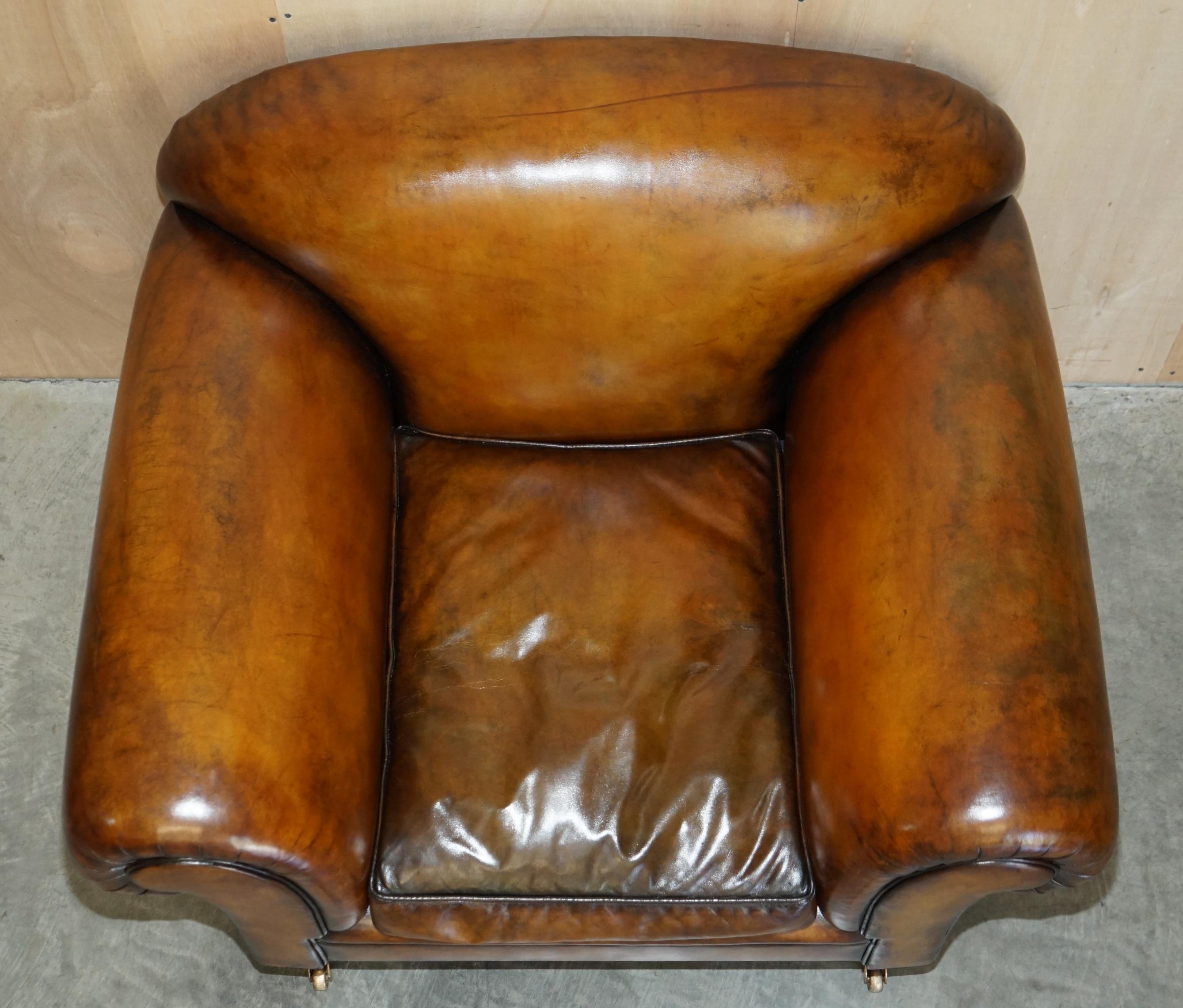Stunning Pair of Huge Restored George Smith Cigar Brown Leather Armchairs 7