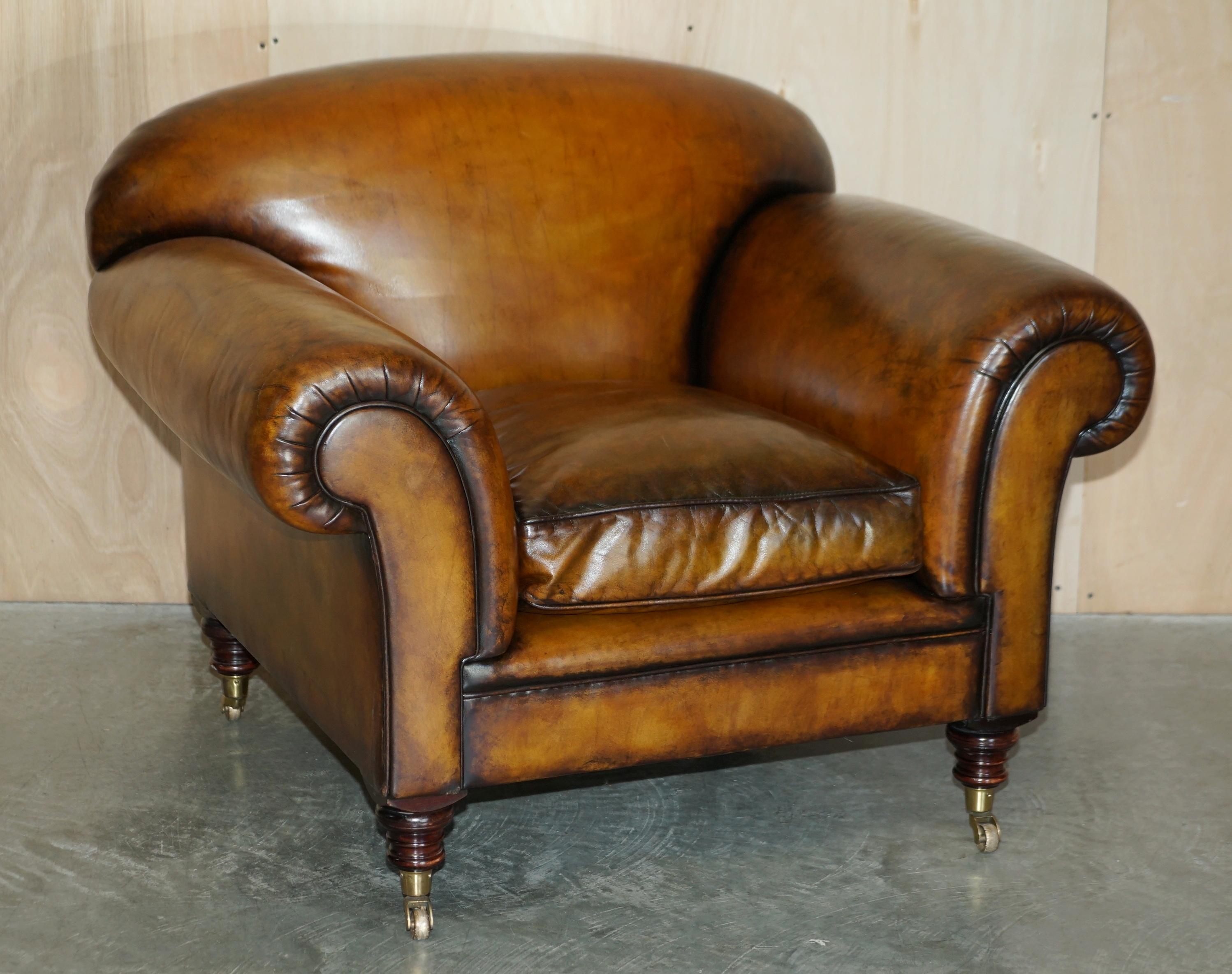 Stunning Pair of Huge Restored George Smith Cigar Brown Leather Armchairs 11