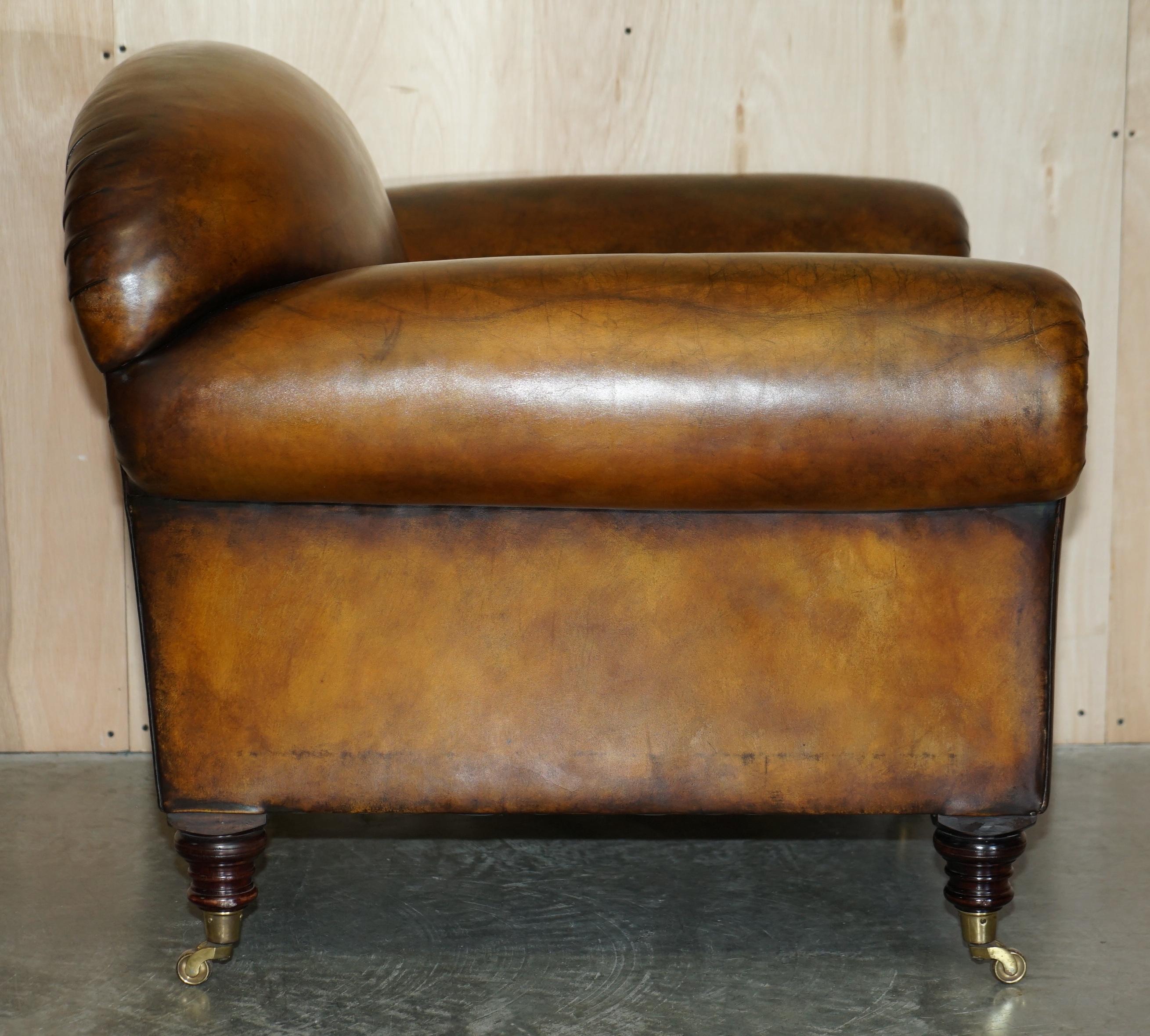 Stunning Pair of Huge Restored George Smith Cigar Brown Leather Armchairs 12