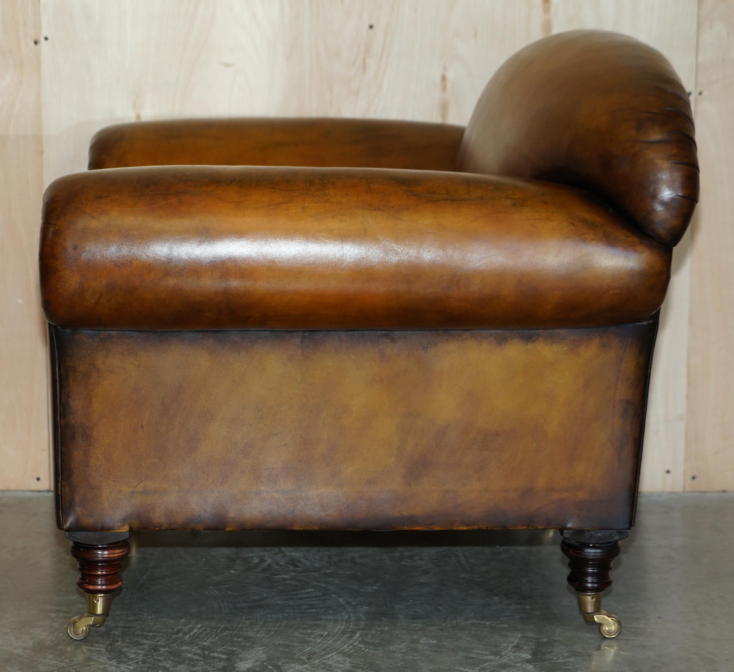 Stunning Pair of Huge Restored George Smith Cigar Brown Leather Armchairs 14